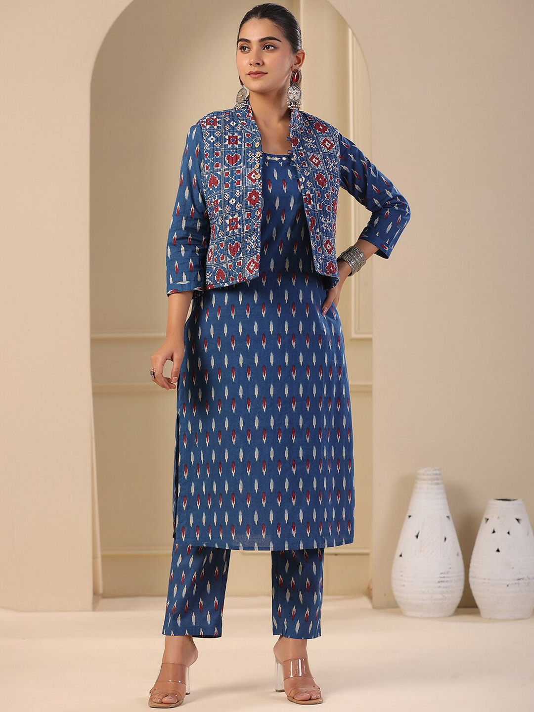 FASHOR Ethnic Motifs Printed Regular Thread Work Pure Cotton Kurta with Trouser, Blue
FASHOR Ethnic Motifs Printed Regular Thread Work Pure Cotton Kurta with Trouser, Blue