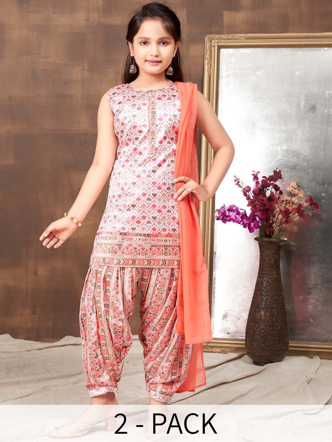 BAESD Girls Floral Printed Straight Pure Silk Kurta With Patiala & Dupatta, Peach
BAESD Girls Floral Printed Straight Pure Silk Kurta With Patiala & Dupatta, Peach