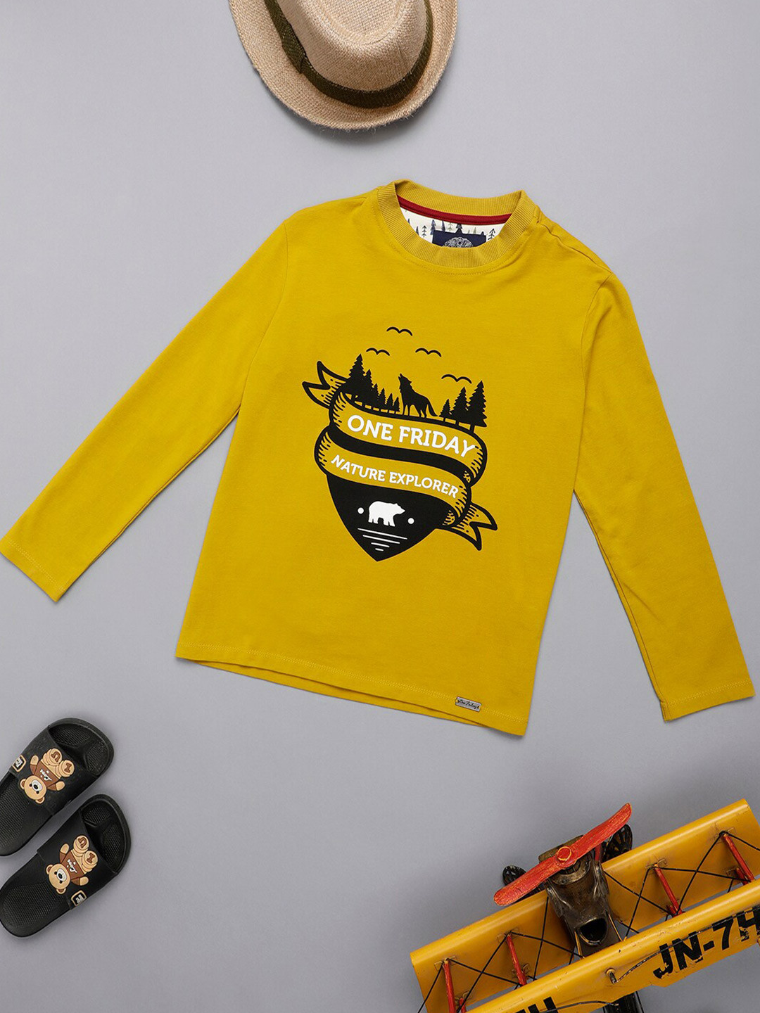 One Friday Boys Typography Printed Round Neck Long Sleeves Cotton Casual T-shirt, Yellow
One Friday Boys Typography Printed Round Neck Long Sleeves Cotton Casual T-shirt, Yellow