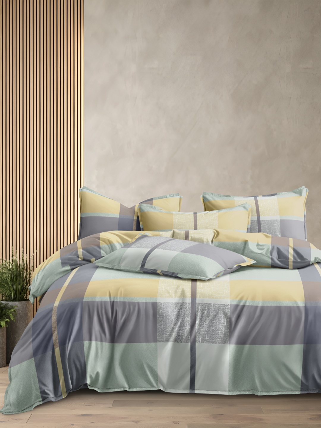 CHHILAKIYA Grey and Yellow Geometric 350 TC Cotton King Bedsheet with 2 Pillow Covers
CHHILAKIYA Grey and Yellow Geometric 350 TC Cotton King Bedsheet with 2 Pillow Covers