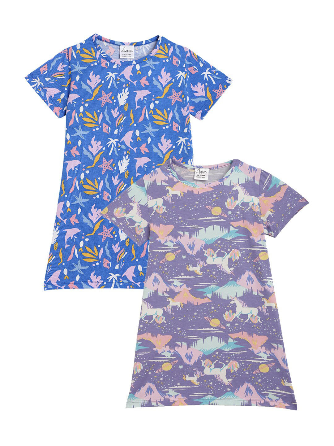 Anthrilo Girls Pack Of 2 Conversational Printed Pure Cotton T-shirt Nightdress, Purple
Anthrilo Girls Pack Of 2 Conversational Printed Pure Cotton T-shirt Nightdress, Purple