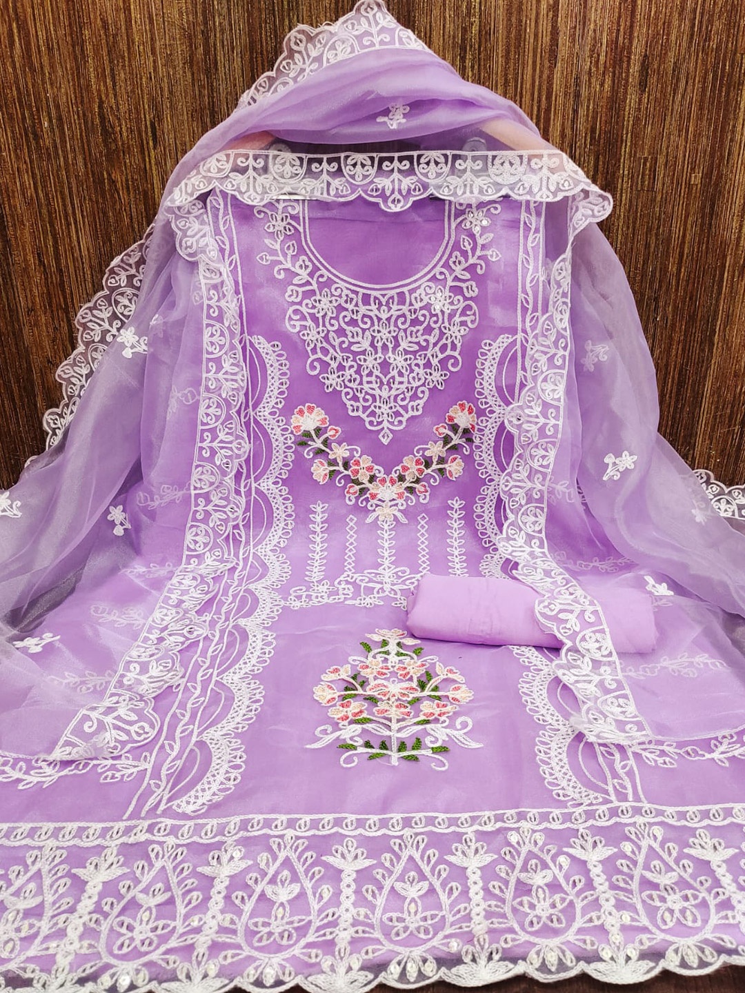 mimi design Ethnic Motifs Embroidered Organza Unstitched Dress Material, Violet
mimi design Ethnic Motifs Embroidered Organza Unstitched Dress Material, Violet