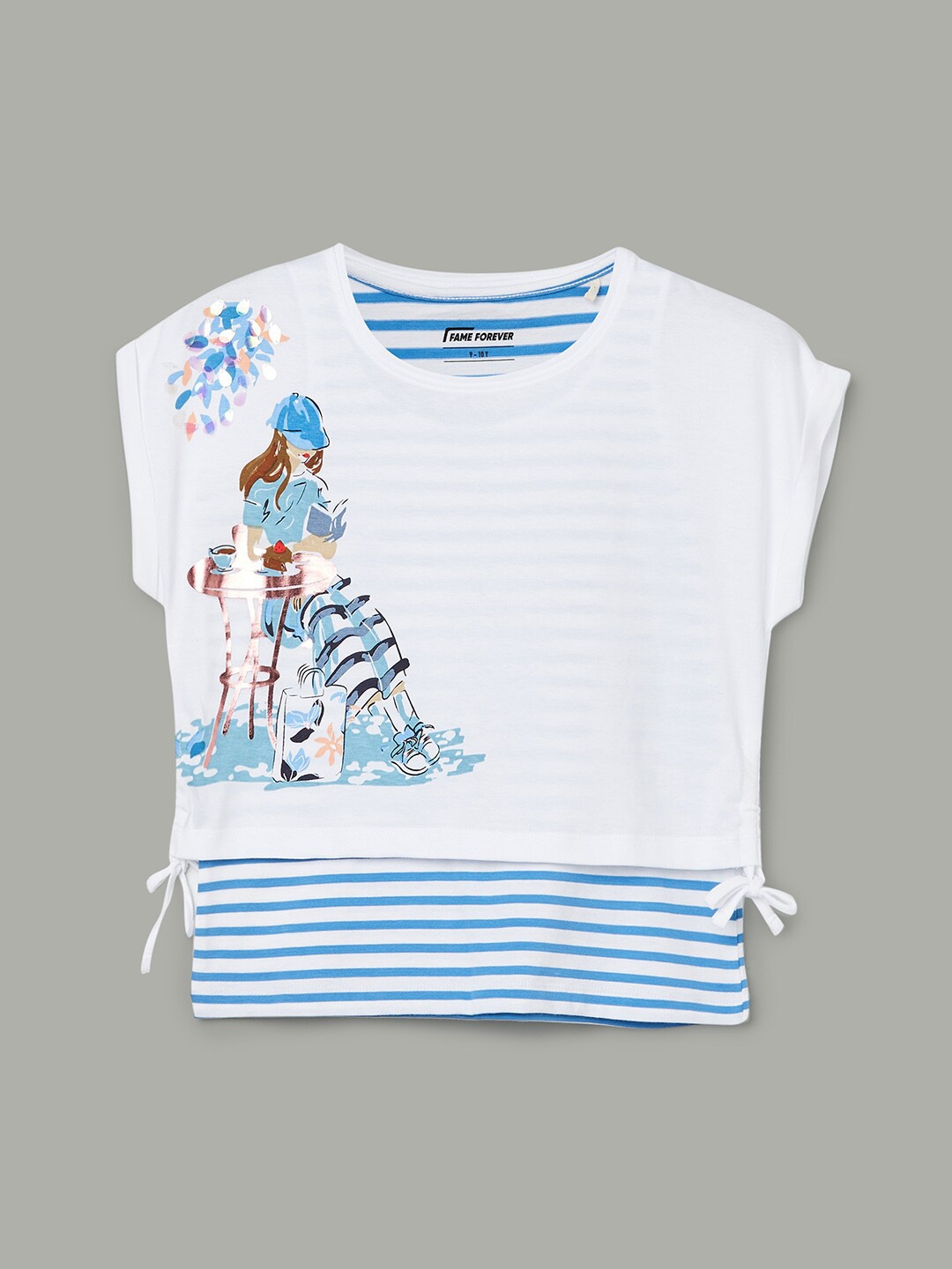 Fame Forever by Lifestyle Girls Graphic Printed Round Neck Extended Sleeves Cotton T-shirt, White
Fame Forever by Lifestyle Girls Graphic Printed Round Neck Extended Sleeves Cotton T-shirt, White