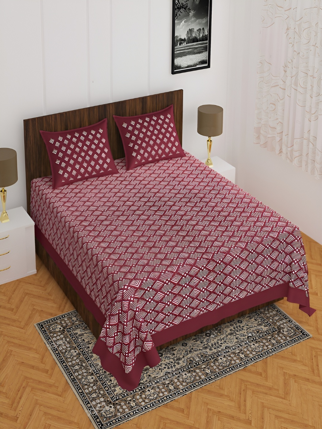 UNIQCHOICE Maroon & White Floral 120 TC Cotton Queen Bedsheet with 2 Pillow Covers
UNIQCHOICE Maroon & White Floral 120 TC Cotton Queen Bedsheet with 2 Pillow Covers