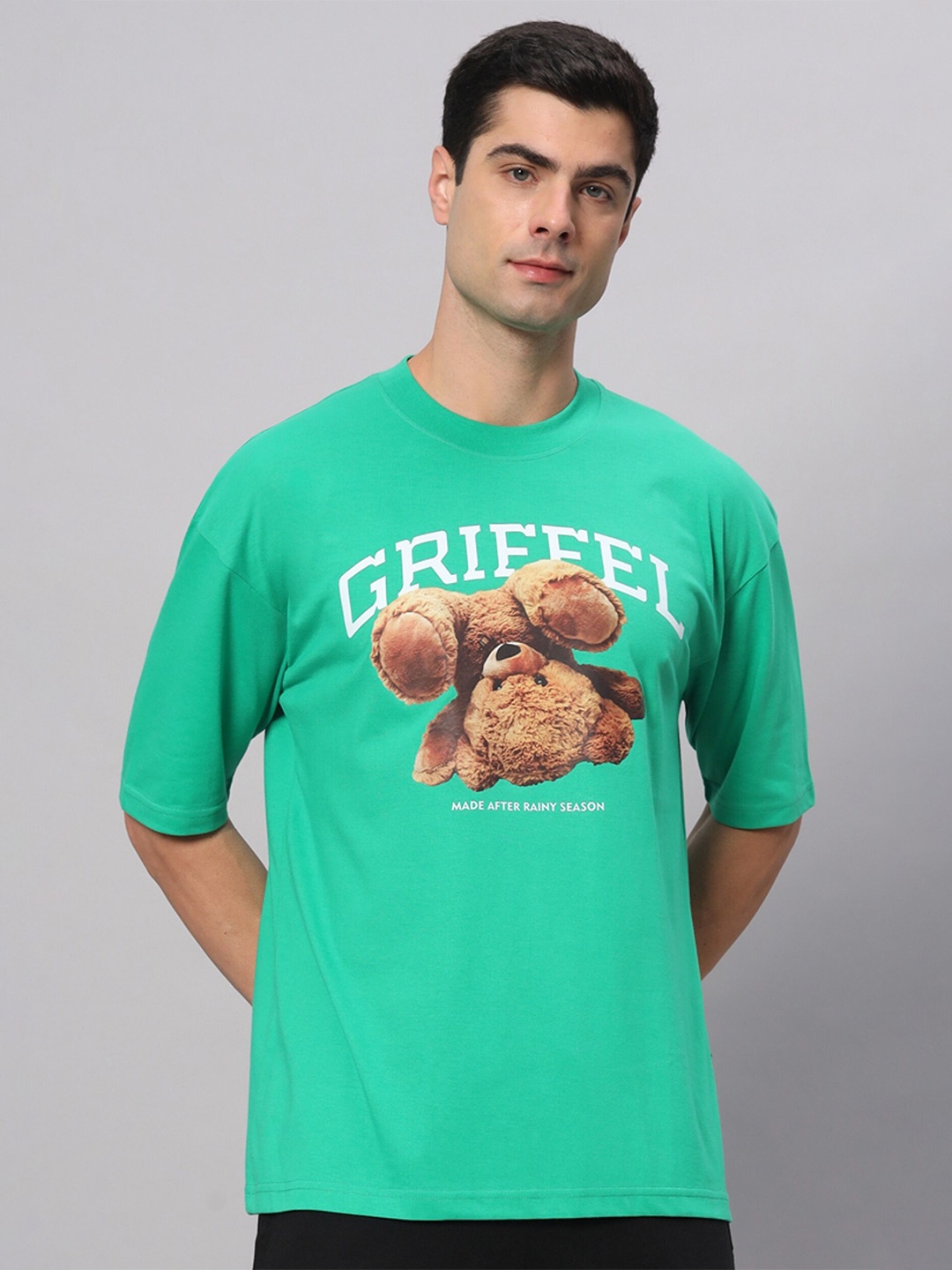 GRIFFEL Typography Printed Round Neck Short Sleeves Oversized Cotton T-shirt, Green
GRIFFEL Typography Printed Round Neck Short Sleeves Oversized Cotton T-shirt, Green