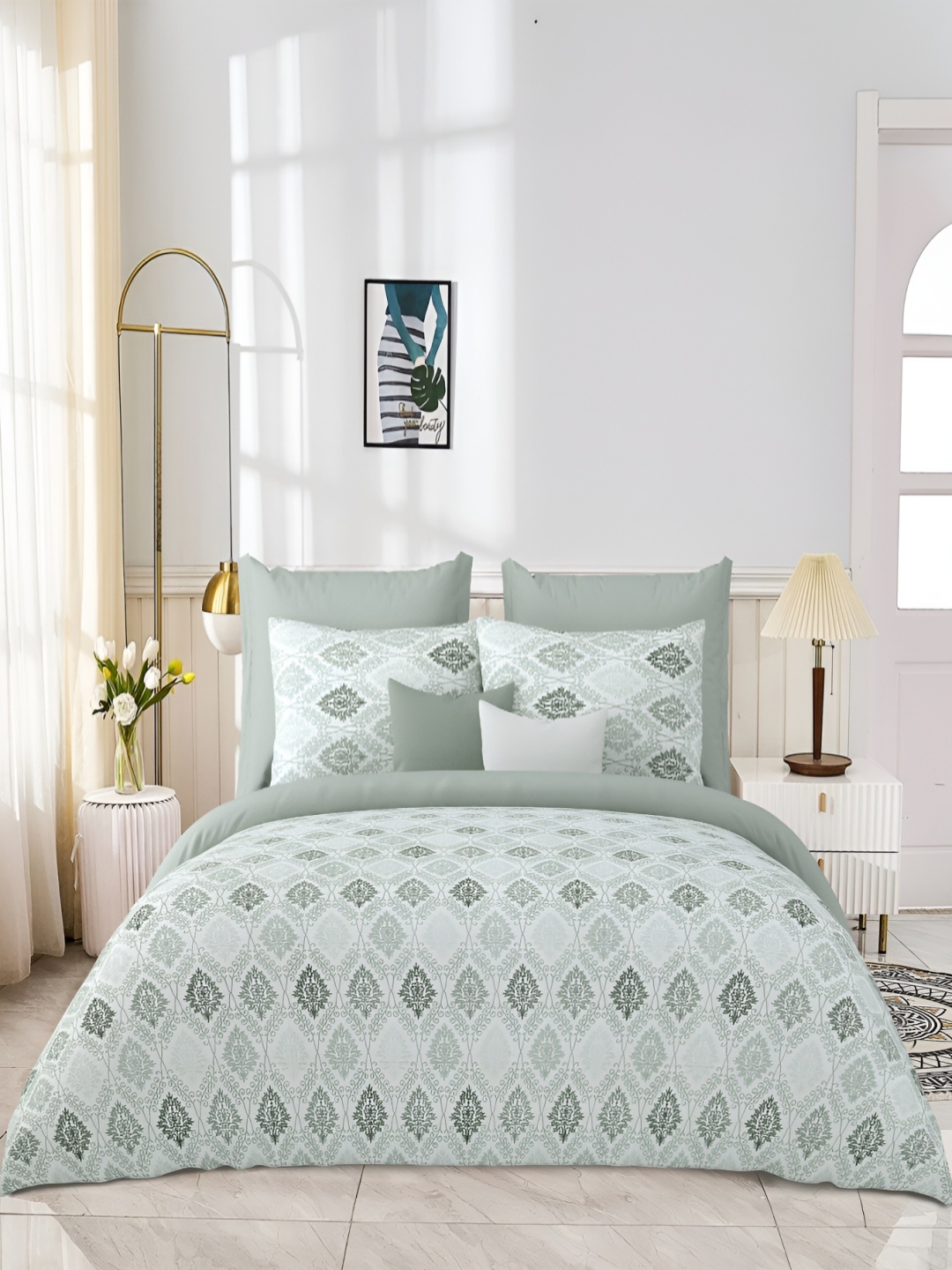 JAIPUR PRIME Green & White Ethnic Motifs Cotton 300 TC King Bedsheet with 2 Pillow Covers
JAIPUR PRIME Green & White Ethnic Motifs Cotton 300 TC King Bedsheet with 2 Pillow Covers