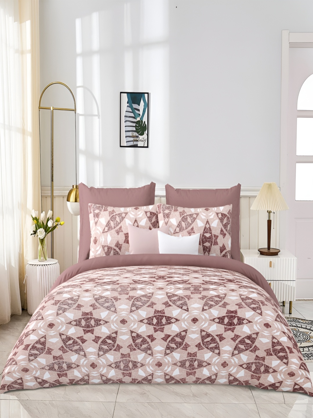 JAIPUR PRIME Coral Geometric Printed Cotton 300 TC King Bedsheet with 2 Pillow Covers
JAIPUR PRIME Coral Geometric Printed Cotton 300 TC King Bedsheet with 2 Pillow Covers
