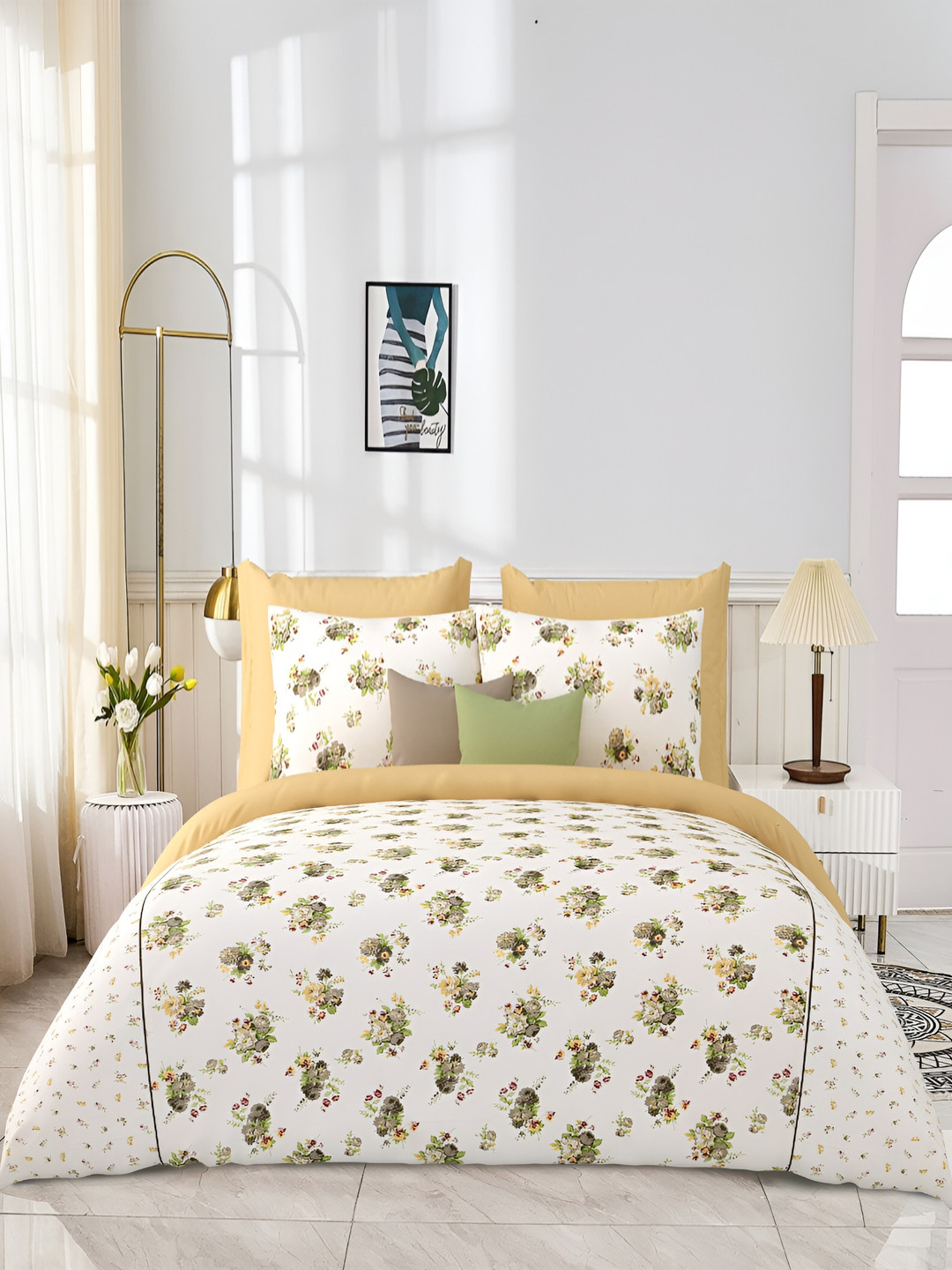 JAIPUR PRIME Yellow Floral Printed Twill Cotton 300 TC King Bedsheet & 2 Pillow Covers
JAIPUR PRIME Yellow Floral Printed Twill Cotton 300 TC King Bedsheet & 2 Pillow Covers