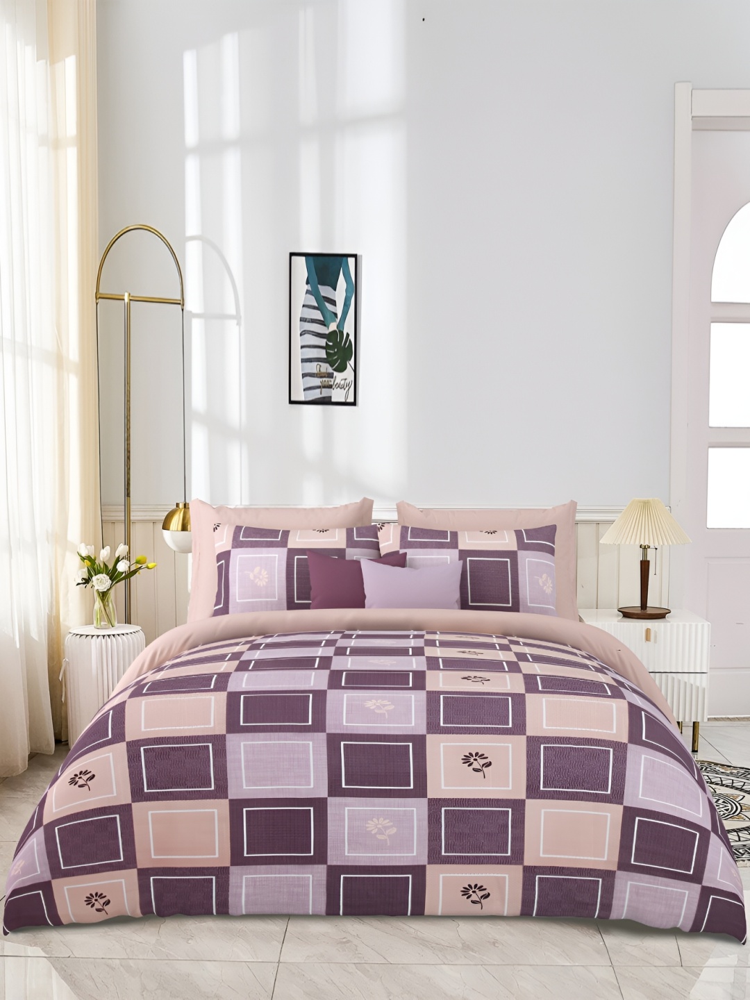 JAIPUR PRIME Purple & Pink Geometric Cotton 300 TC King Bedsheet with 2 Pillow Covers
JAIPUR PRIME Purple & Pink Geometric Cotton 300 TC King Bedsheet with 2 Pillow Covers