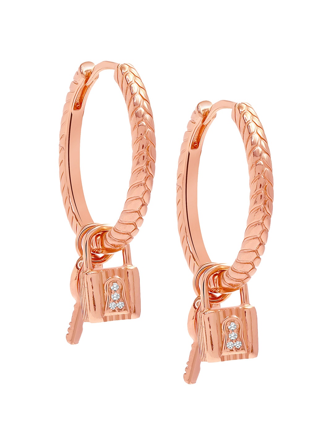 LeCalla 925 Sterling Silver Rose Gold-Plated 14 K Cubic Zirconia Studded Hoop Earrings
LeCalla 925 Sterling Silver Rose Gold-Plated 14 K Cubic Zirconia Studded Hoop Earrings
