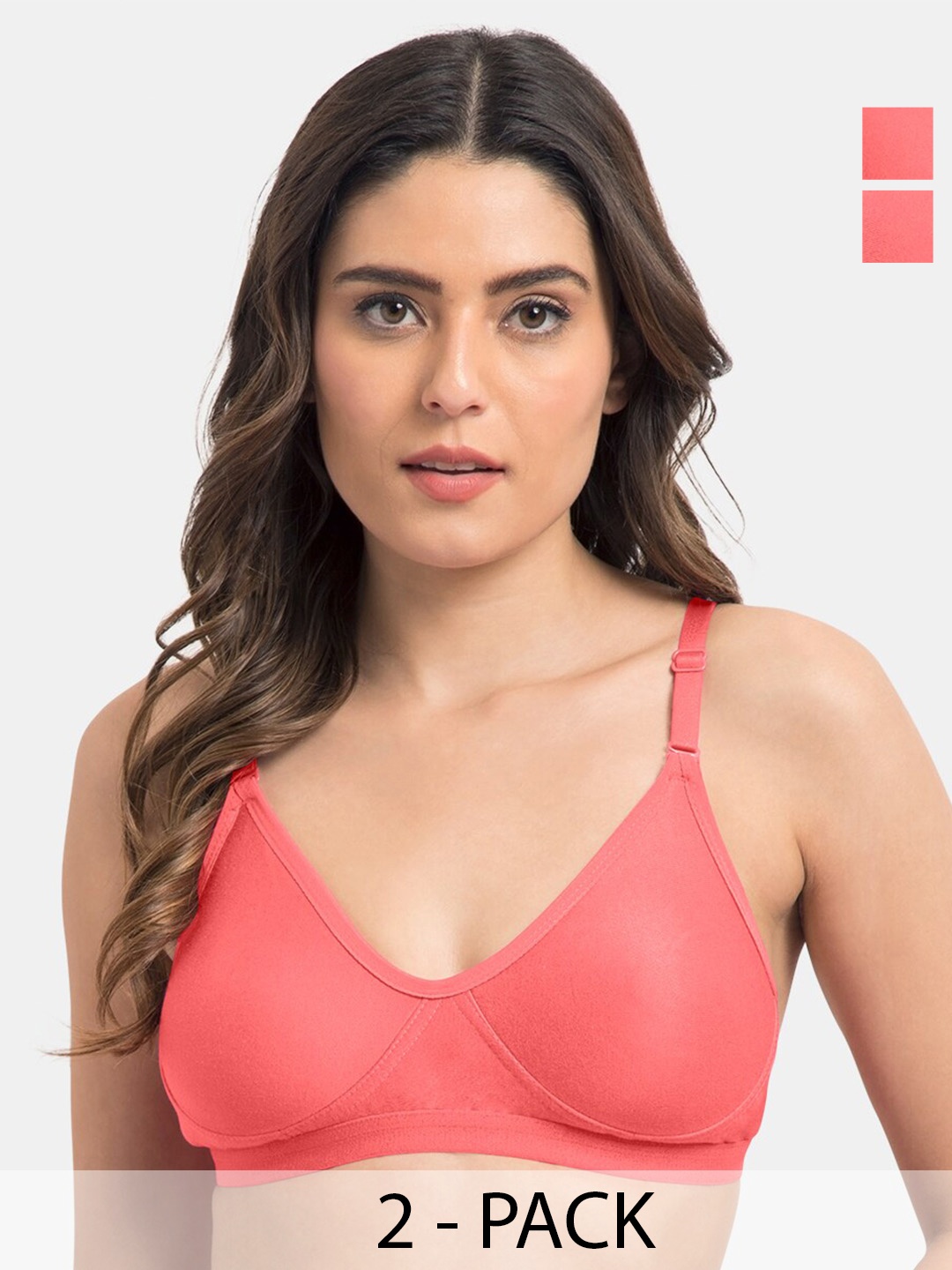 Tweens Pack of 2 Full Coverage Non-Padded Cotton T-shirt Bras With All Day Comfort, Coral
Tweens Pack of 2 Full Coverage Non-Padded Cotton T-shirt Bras With All Day Comfort, Coral