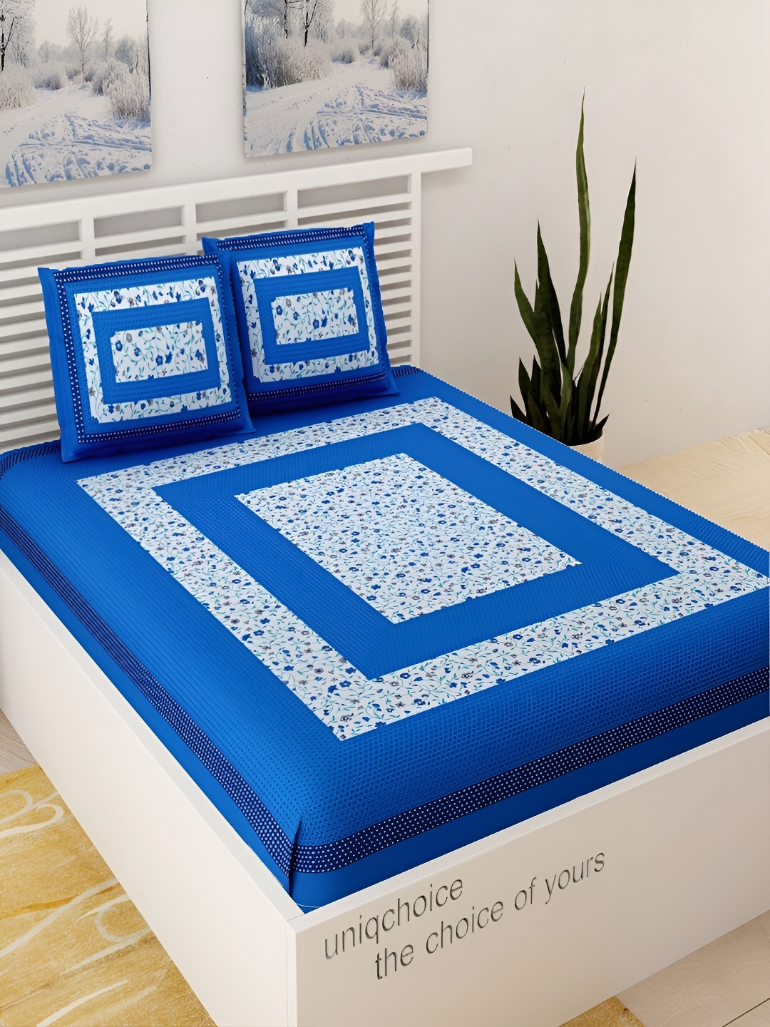 UNIQCHOICE Blue & White Floral Printed Cotton 120 TC Queen Bedsheet With 2 Pillow Covers
UNIQCHOICE Blue & White Floral Printed Cotton 120 TC Queen Bedsheet With 2 Pillow Covers