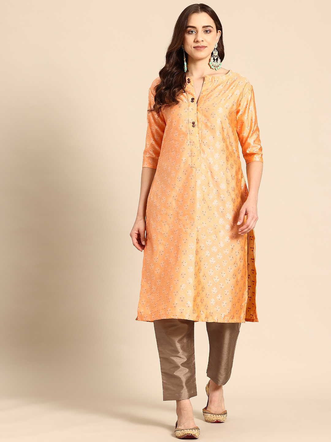 Sayisha Women Ethnic Motifs Woven Design Regular Pure Silk Kurta with Trousers, Orange
Sayisha Women Ethnic Motifs Woven Design Regular Pure Silk Kurta with Trousers, Orange