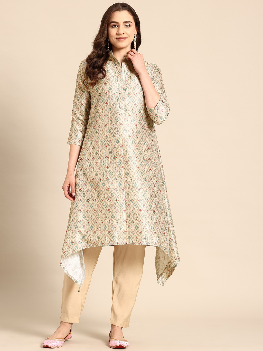 Sayisha Women Ethnic Motifs Printed Regular Thread Work Pure Cotton Kurta with Trousers, Beige
Sayisha Women Ethnic Motifs Printed Regular Thread Work Pure Cotton Kurta with Trousers, Beige