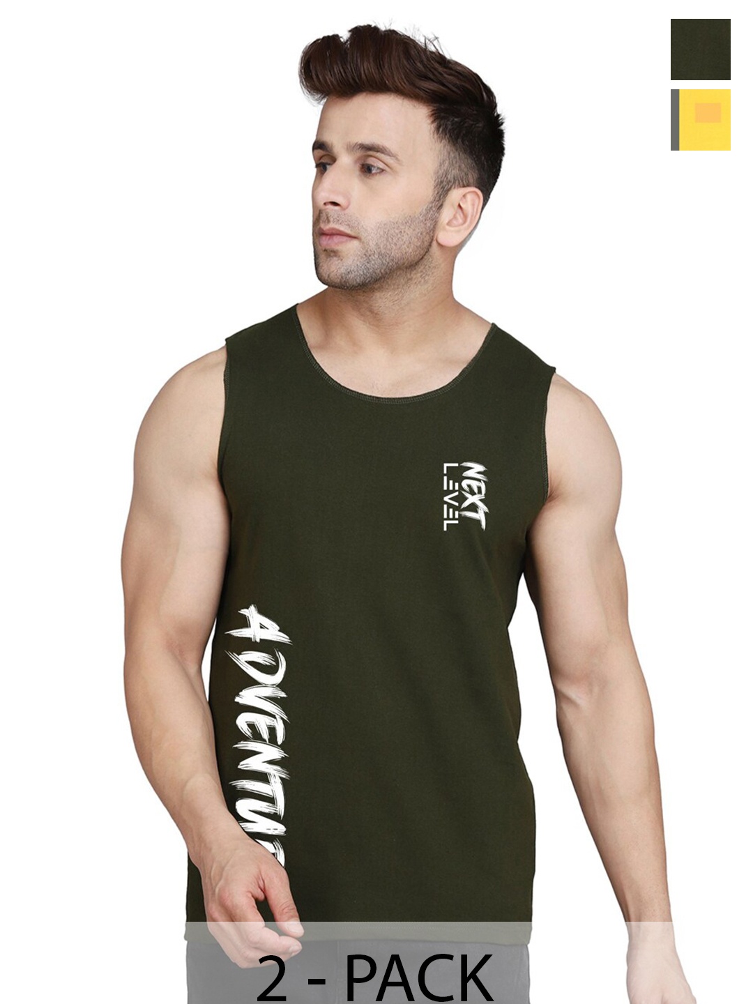 SLOWLORIS Pack Of 2 Typography Printed Sleeveless Round Neck Basic Vest, Yellow
SLOWLORIS Pack Of 2 Typography Printed Sleeveless Round Neck Basic Vest, Yellow