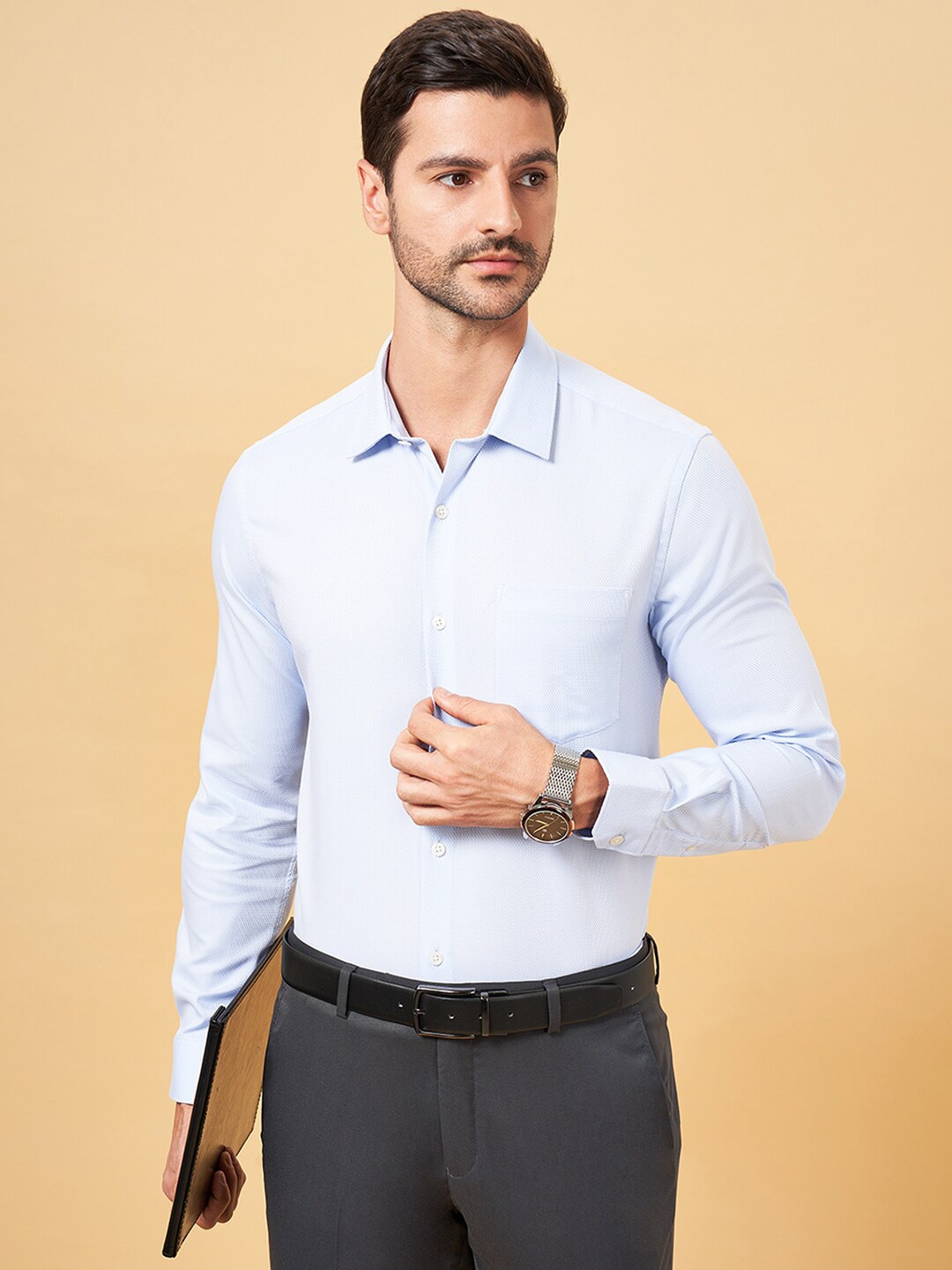 Peregrine by Pantaloons Textured Self Design Slim Fit Opaque Cotton Formal Shirt, Blue
Peregrine by Pantaloons Textured Self Design Slim Fit Opaque Cotton Formal Shirt, Blue
