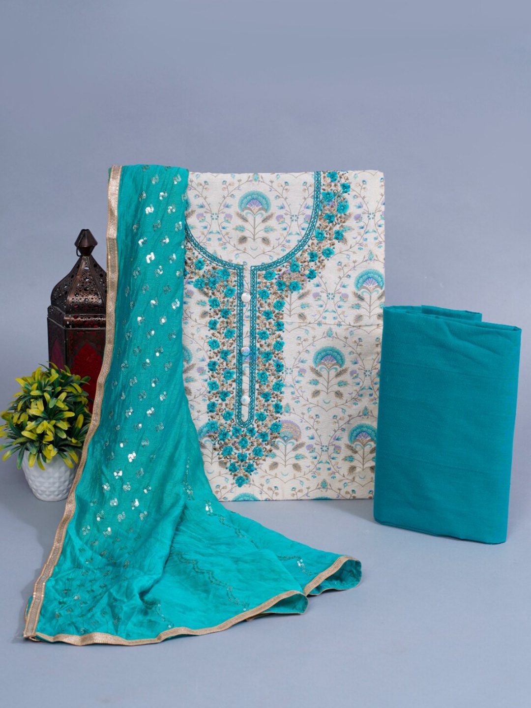 HIGHLIGHT FASHION EXPORT Embroidered Pure Cotton Unstitched Dress Material, Turquoise blue
HIGHLIGHT FASHION EXPORT Embroidered Pure Cotton Unstitched Dress Material, Turquoise blue