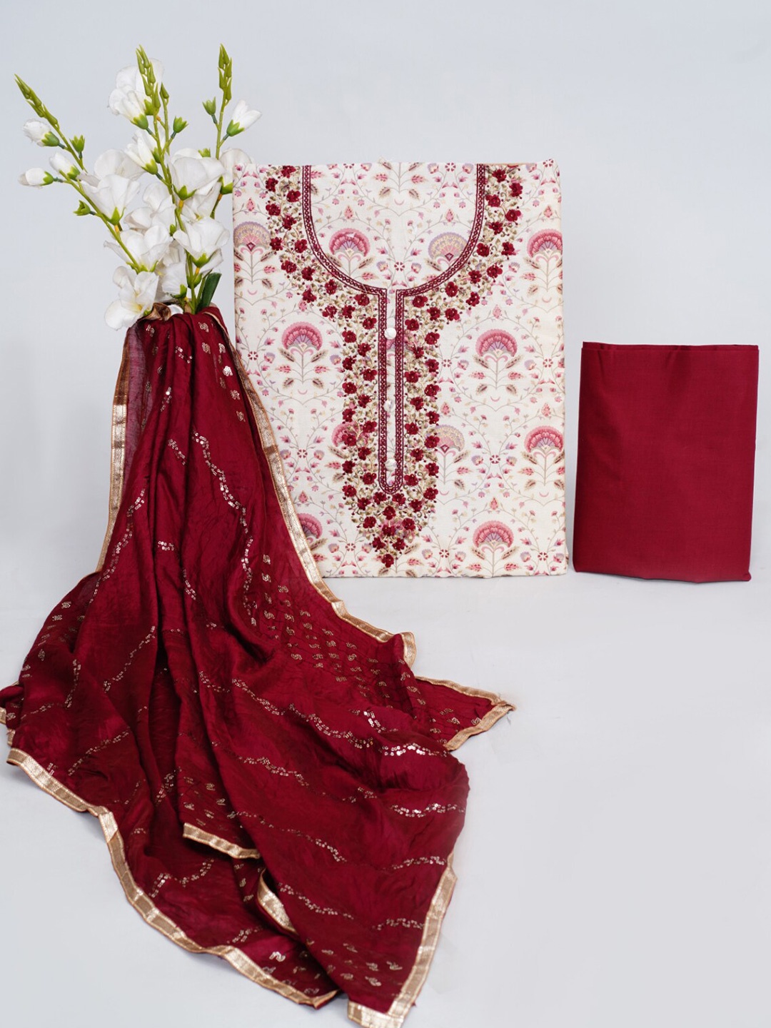 HIGHLIGHT FASHION EXPORT Embroidered Chanderi Silk Unstitched Dress Material, Maroon
HIGHLIGHT FASHION EXPORT Embroidered Chanderi Silk Unstitched Dress Material, Maroon