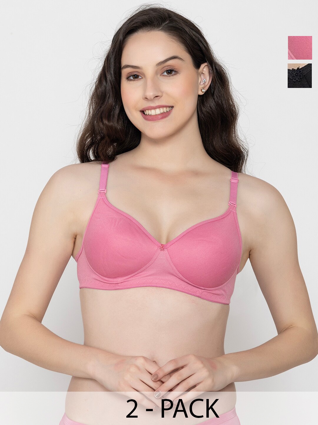 FUNAHME Pack Of 2 Full Coverage Lightly Padded Cotton T-shirt Bra With All Day Comfort, Pink
FUNAHME Pack Of 2 Full Coverage Lightly Padded Cotton T-shirt Bra With All Day Comfort, Pink