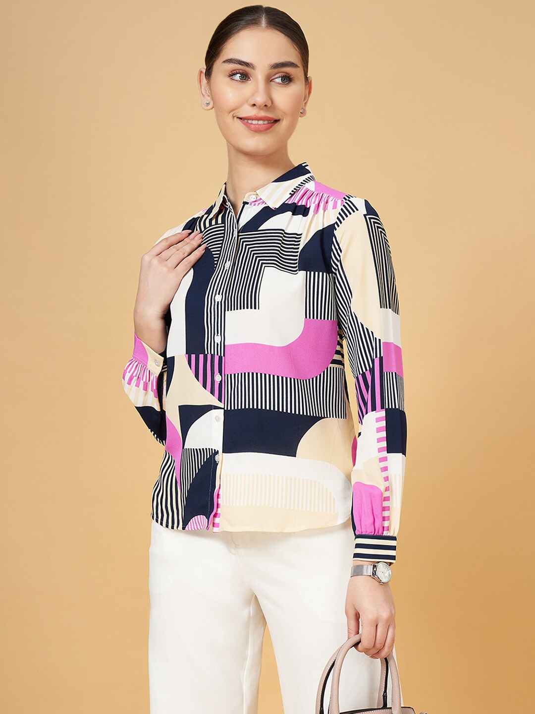 Annabelle by Pantaloons Geometric Printed Spread Collar Long Sleeves Casual Shirt, Beige
Annabelle by Pantaloons Geometric Printed Spread Collar Long Sleeves Casual Shirt, Beige