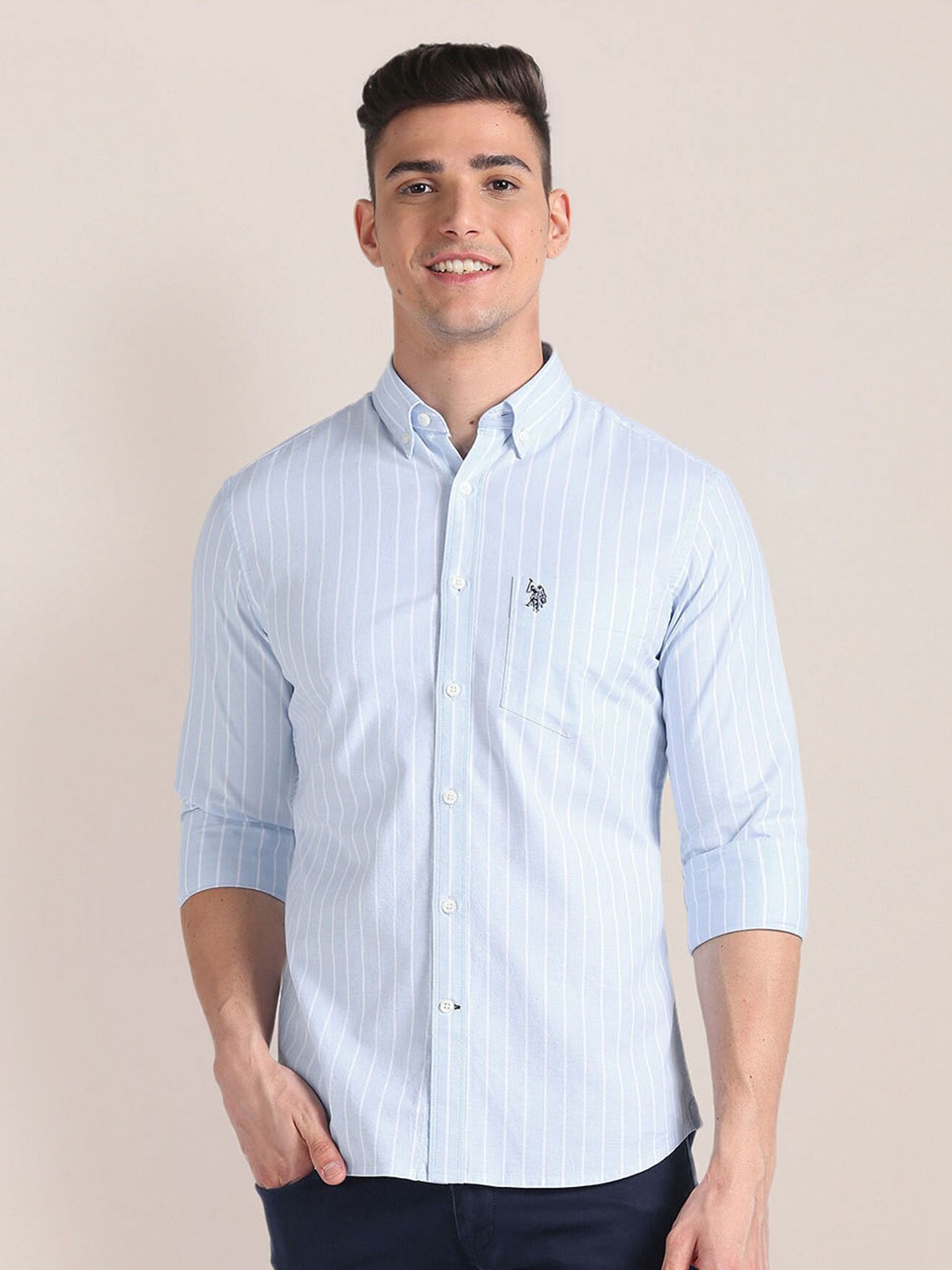 U.S. Polo Assn. Button-Down Collar Long Sleeves Striped Cotton Tailored Fit Shirt, Blue
U.S. Polo Assn. Button-Down Collar Long Sleeves Striped Cotton Tailored Fit Shirt, Blue