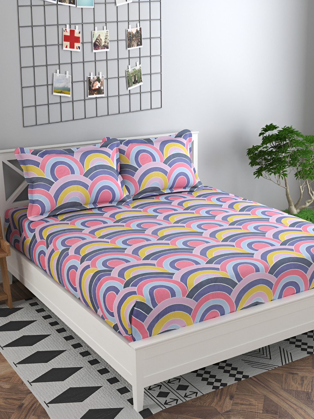 Innovative Edge Pink & Grey Abstract 160 TC Cotton Fitted King Bedsheet & 2 Pillow Covers
Innovative Edge Pink & Grey Abstract 160 TC Cotton Fitted King Bedsheet & 2 Pillow Covers
