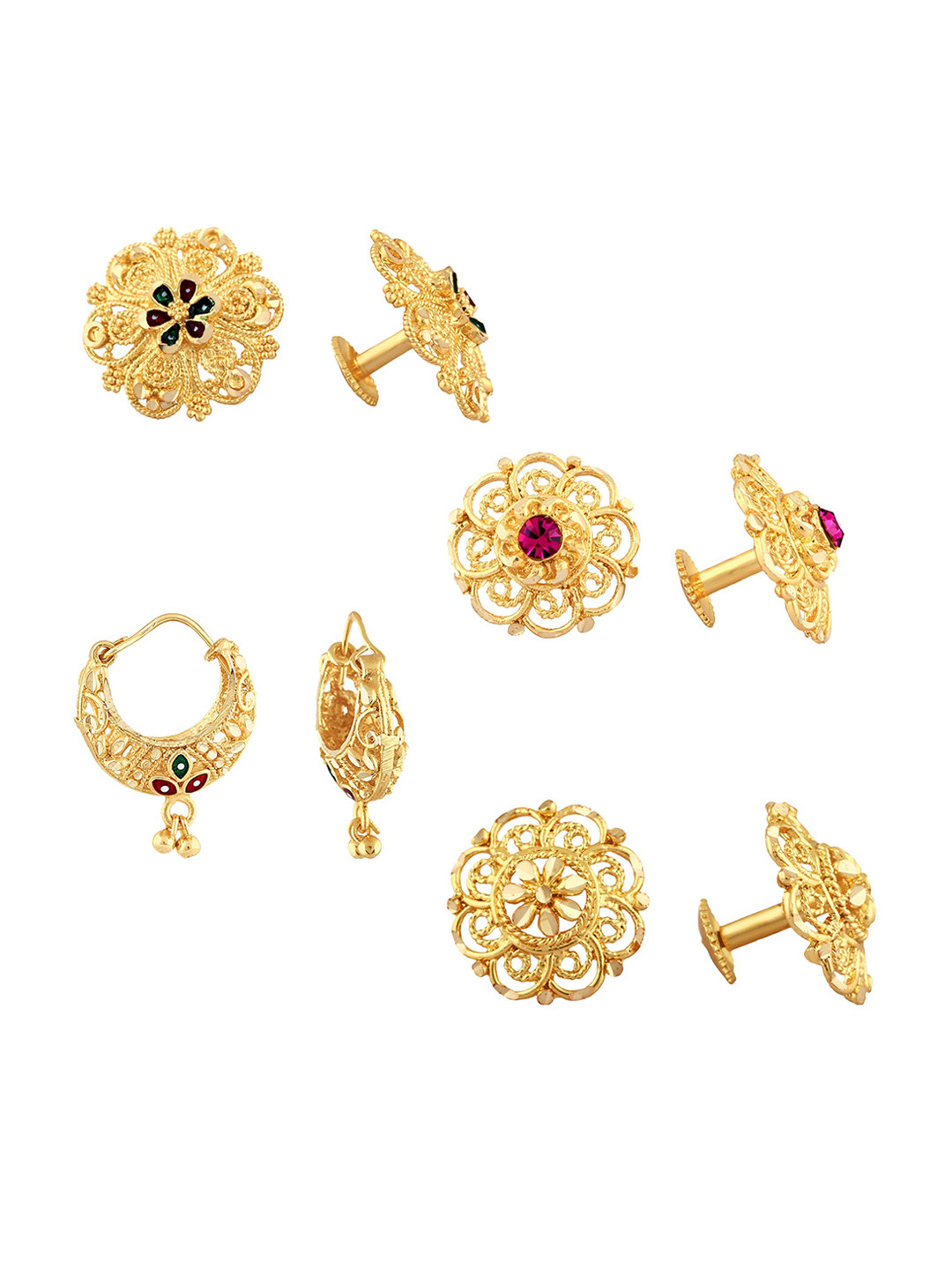 Vighnaharta Set Of 4 Floral Gold-Plated Studs Earrings
Vighnaharta Set Of 4 Floral Gold-Plated Studs Earrings