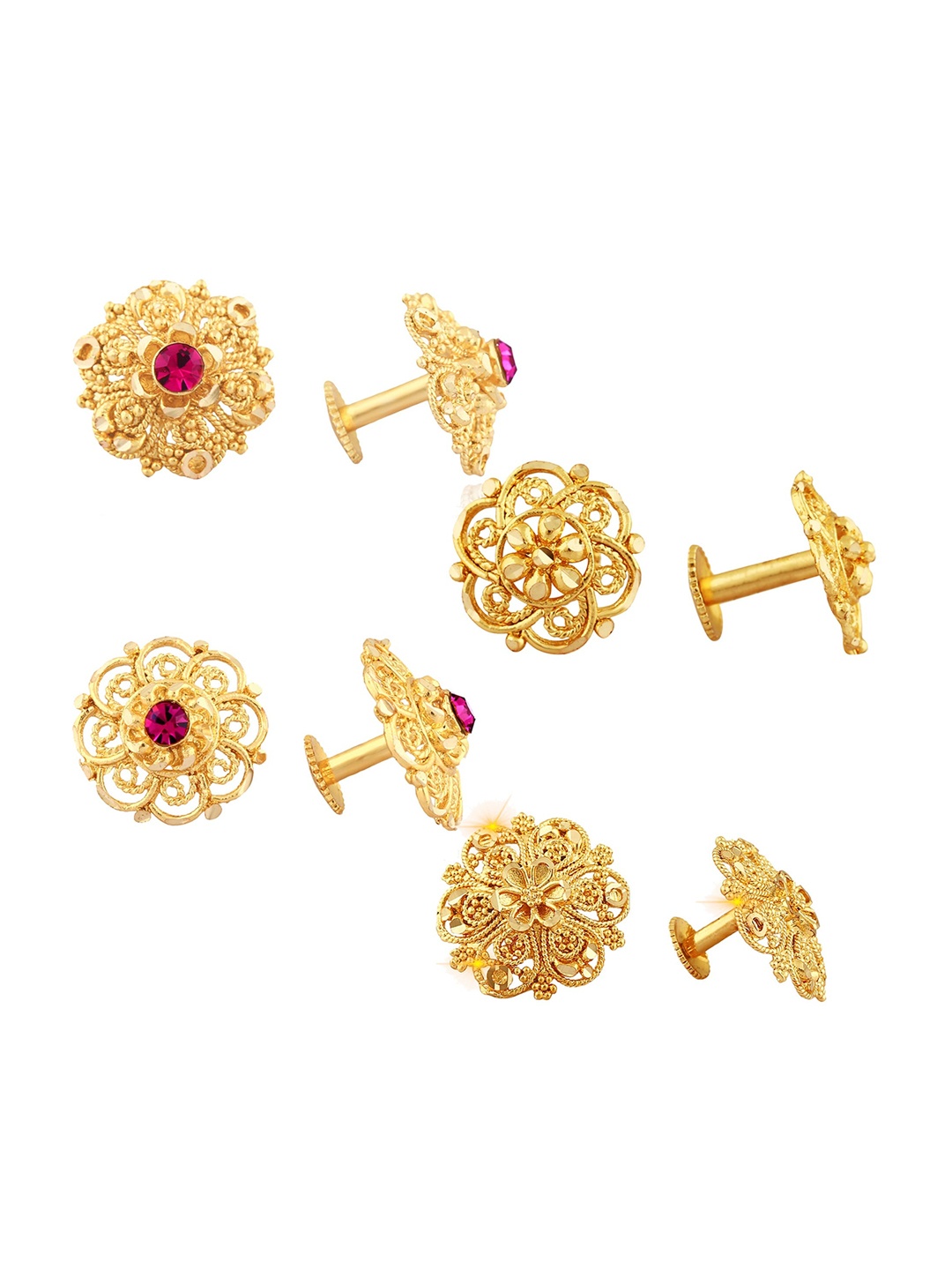 Vighnaharta Set of 4 Gold-Plated Floral Shaped Cubic Zirconia Stone Studded Studs Earrings
Vighnaharta Set of 4 Gold-Plated Floral Shaped Cubic Zirconia Stone Studded Studs Earrings