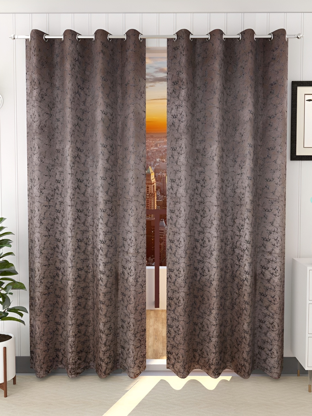 Galaxy Home Decor Brown 2 Pieces Room Darkening Window Curtains