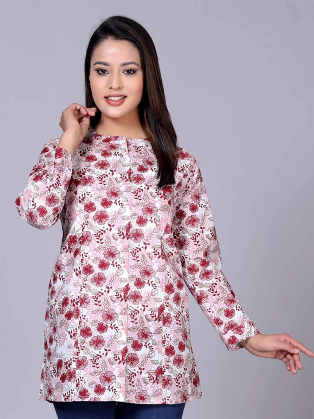 HERE&NOW Mandarin Collar Classic Floral Printed Casual Pure Cotton Shirt, White
HERE&NOW Mandarin Collar Classic Floral Printed Casual Pure Cotton Shirt, White