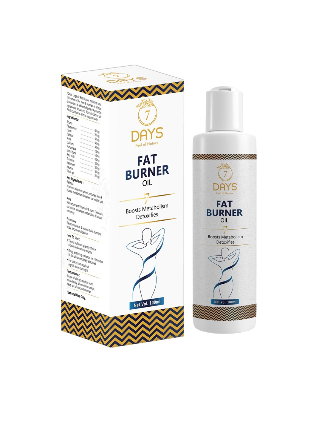 7 DAYS Feel Of Nature Set Of 4 Fat Burner Body Oil - Boosts Metabolism - 100ml Each, White
7 DAYS Feel Of Nature Set Of 4 Fat Burner Body Oil - Boosts Metabolism - 100ml Each, White