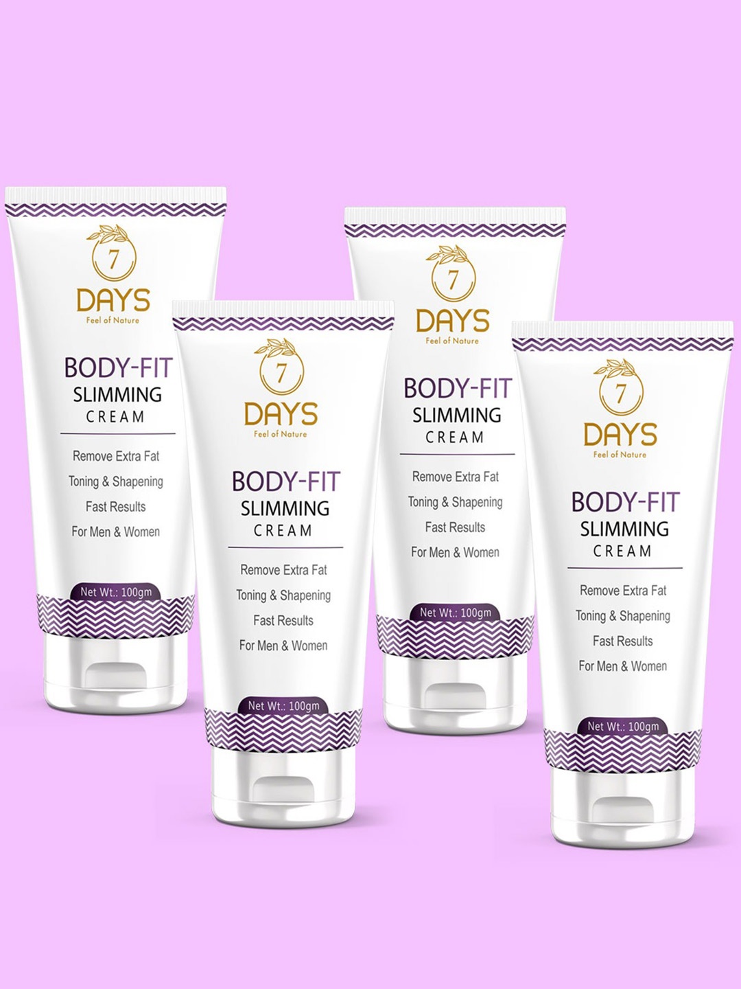 7 DAYS Feel Of Nature Set Of 4 Body Fit Slimming Cream Eliminates Stubborn Fat - 100g Each, White
7 DAYS Feel Of Nature Set Of 4 Body Fit Slimming Cream Eliminates Stubborn Fat - 100g Each, White