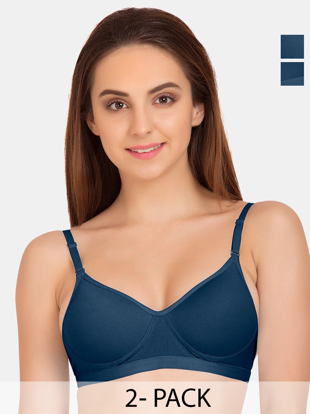 Tweens Pack Of 2 Medium Coverage Cototn Non Padded T-Shirt Bra All Day Comfort, Navy blue
Tweens Pack Of 2 Medium Coverage Cototn Non Padded T-Shirt Bra All Day Comfort, Navy blue