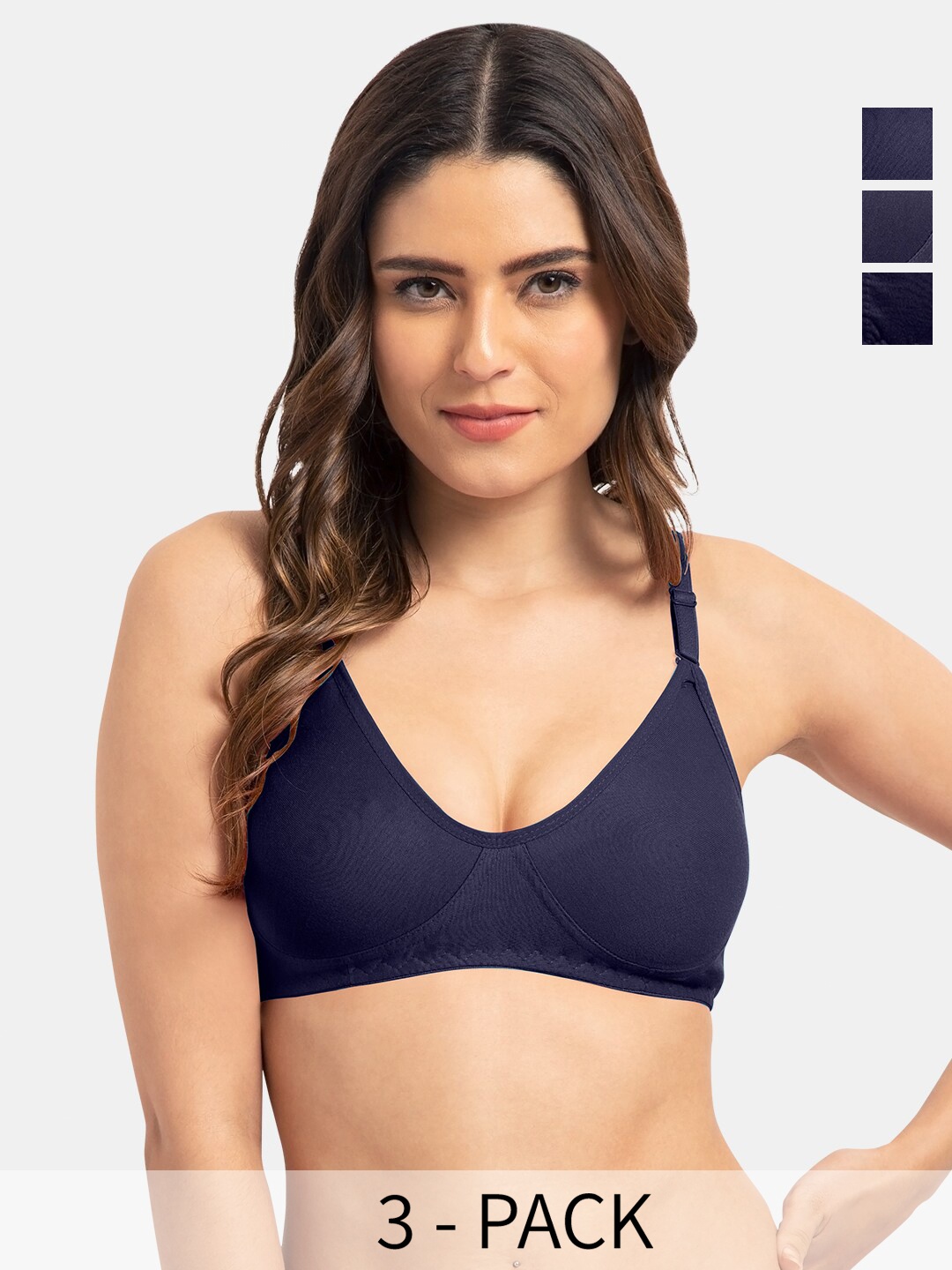 Tweens Pack Of 3 Full Coverage Cotton Non Padded T-Shirt Bra All Day Comfort, Navy blue
Tweens Pack Of 3 Full Coverage Cotton Non Padded T-Shirt Bra All Day Comfort, Navy blue