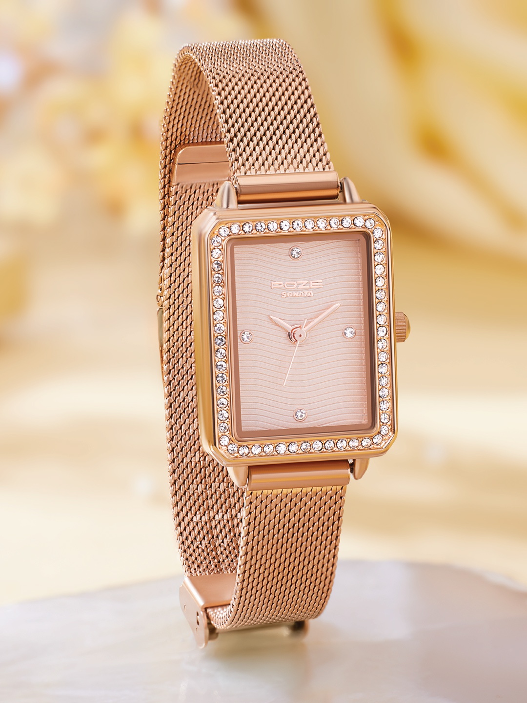 Sonata Poze Women Embellished Bracelet Style Straps Analogue Watch SP80059WM01W, Rose gold
Sonata Poze Women Embellished Bracelet Style Straps Analogue Watch SP80059WM01W, Rose gold
