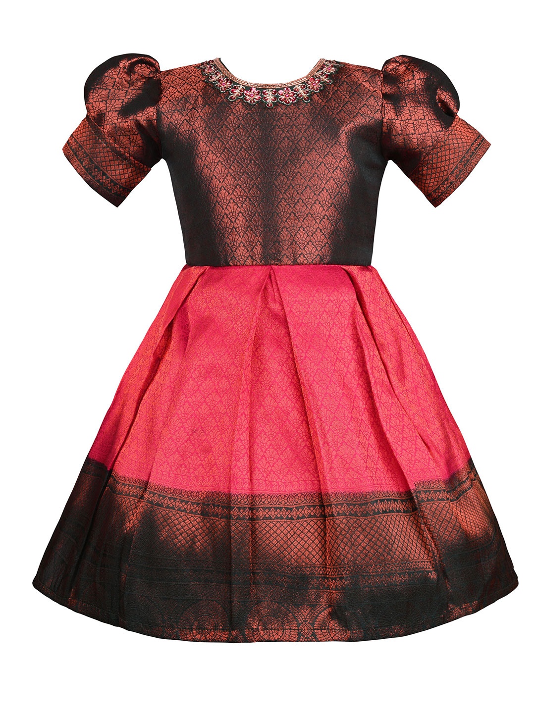 Wish Karo Girls Ethnic Motif Woven Design Puff Sleeve Silk Fit & Flare Ethnic Dress, Peach
Wish Karo Girls Ethnic Motif Woven Design Puff Sleeve Silk Fit & Flare Ethnic Dress, Peach