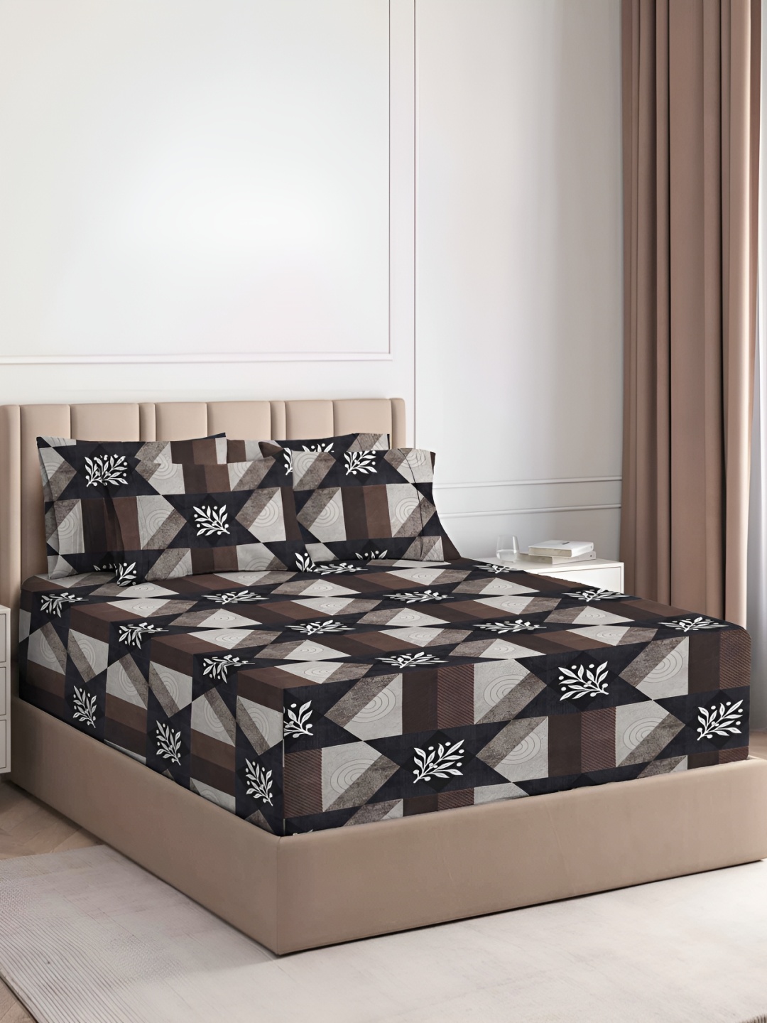bsb home Brown & Beige Abstract Microfiber 180 TC Fitted King Bedsheet & 2 Pillow Covers, Coffee brown
bsb home Brown & Beige Abstract Microfiber 180 TC Fitted King Bedsheet & 2 Pillow Covers, Coffee brown