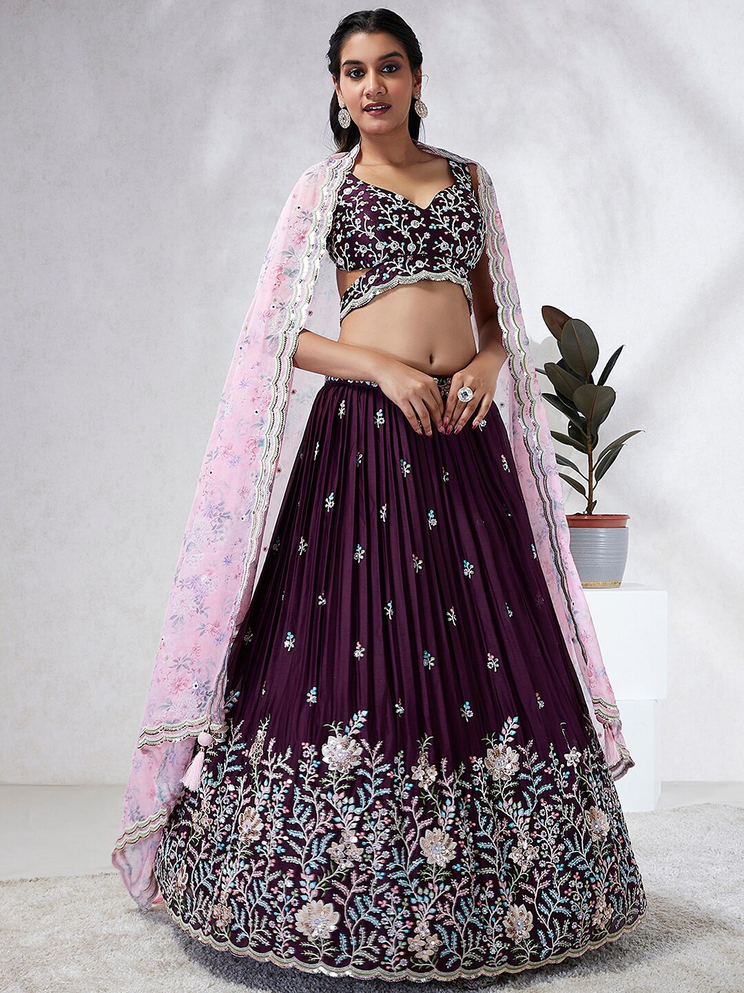 panchhi Embroidered Sequinned Semi-Stitched Lehenga & Unstitched Blouse With Dupatta, Burgundy
panchhi Embroidered Sequinned Semi-Stitched Lehenga & Unstitched Blouse With Dupatta, Burgundy