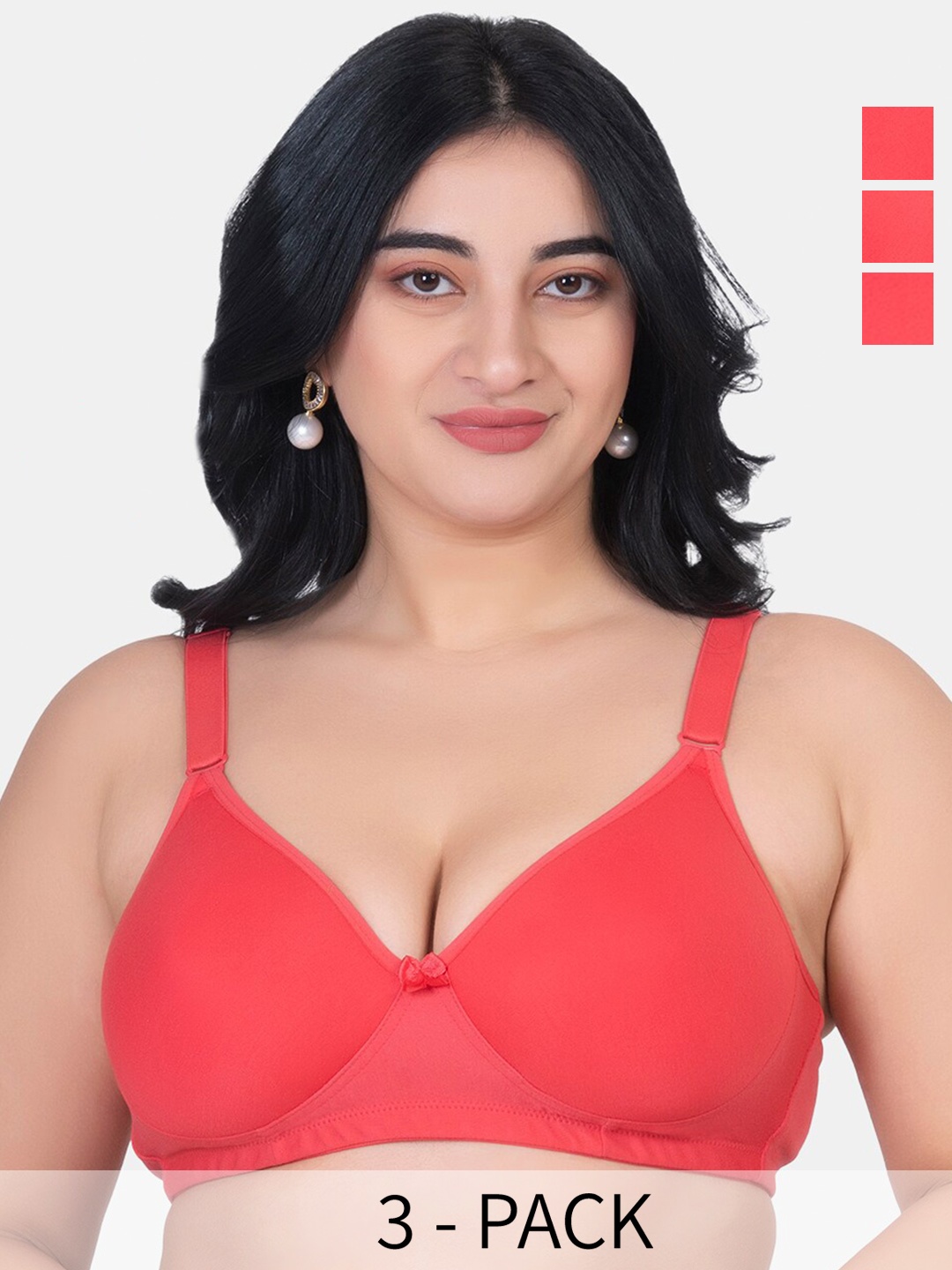 KOMLI Plus Size Pack Of 3 Full Coverage Cotton Everyday Bras With All Day Comfort, Red
KOMLI Plus Size Pack Of 3 Full Coverage Cotton Everyday Bras With All Day Comfort, Red