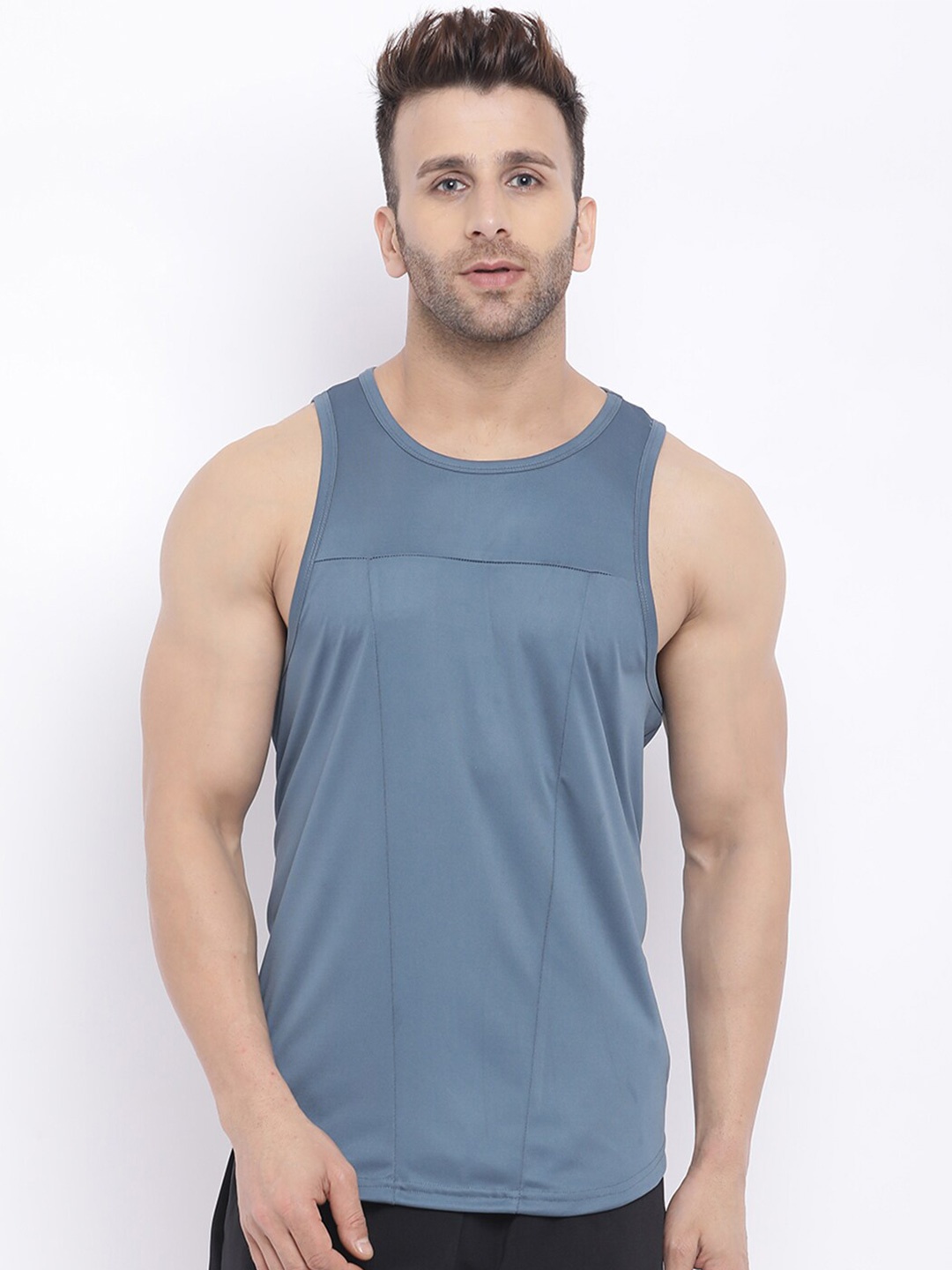CHKOKKO Round Neck Gym Vest, Grey