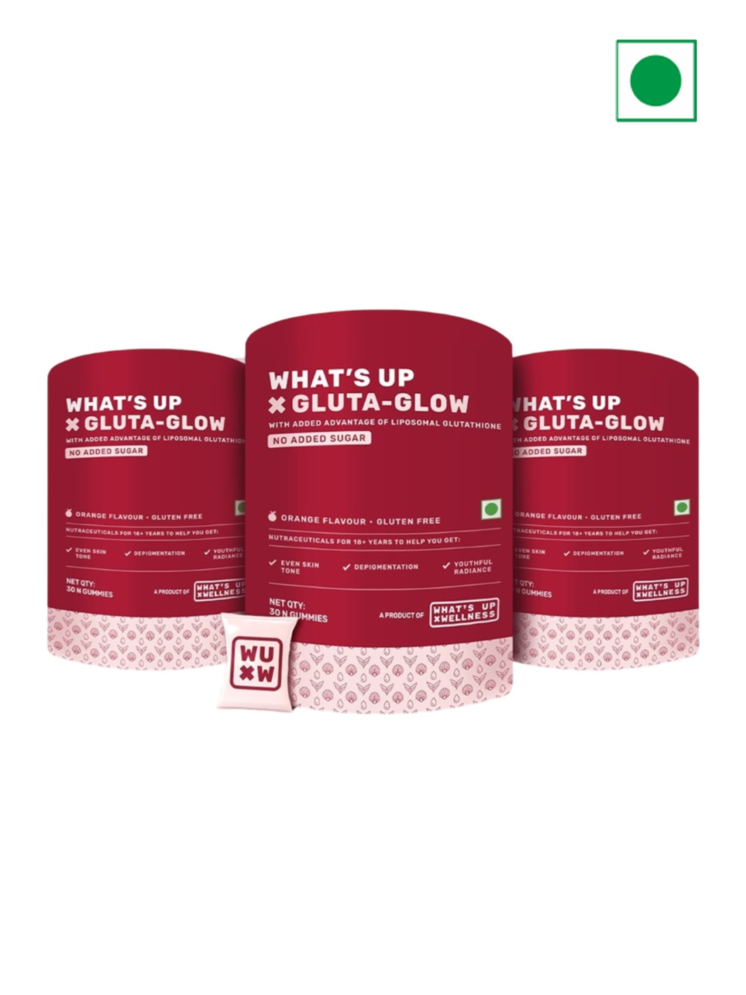 What's Up Wellness Set Of 3 Glutathione-Glow Gummies For Radiant Skin - 30 Gummies Each, Red
What's Up Wellness Set Of 3 Glutathione-Glow Gummies For Radiant Skin - 30 Gummies Each, Red
