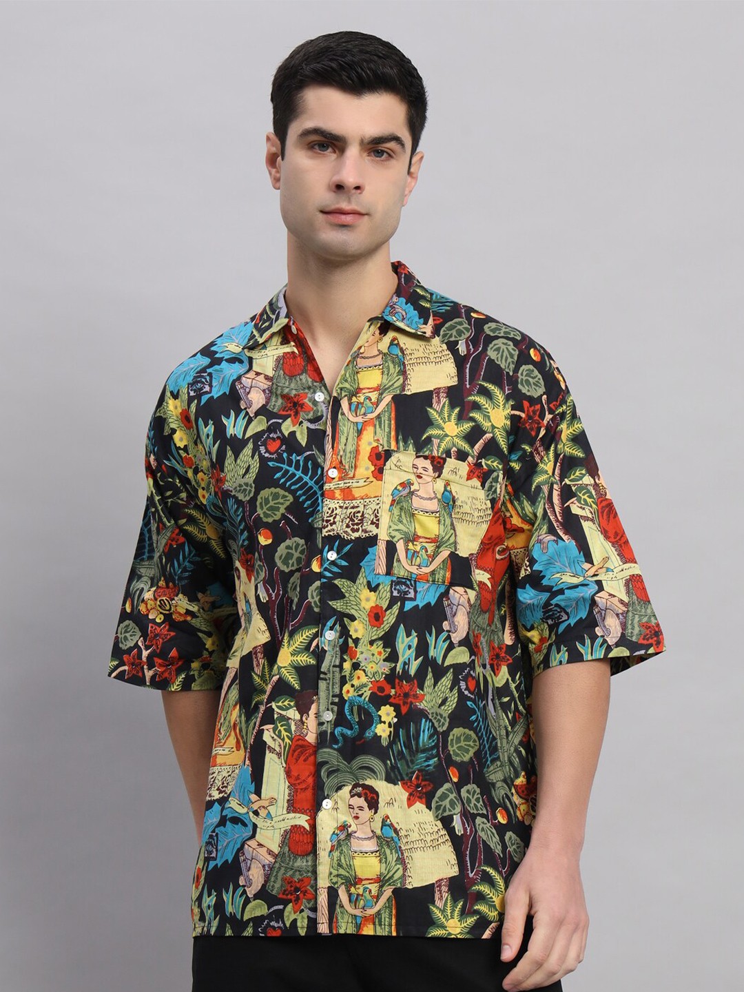 HANDICRAFT PALACE Comfort Printed Spread Collar Pure Cotton Oversized Casual Shirts, Black
HANDICRAFT PALACE Comfort Printed Spread Collar Pure Cotton Oversized Casual Shirts, Black