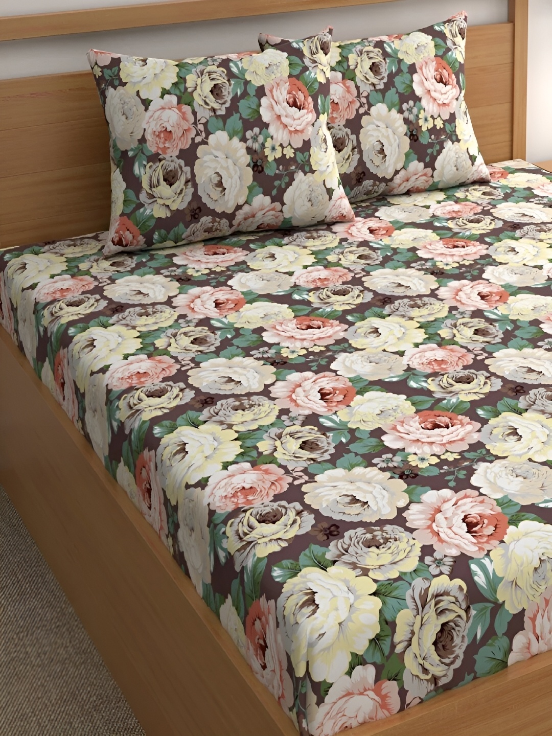 Srijee Decors Brown & Green Floral 210 TC Fitted King Bedsheet With 2 Pillow Covers
Srijee Decors Brown & Green Floral 210 TC Fitted King Bedsheet With 2 Pillow Covers