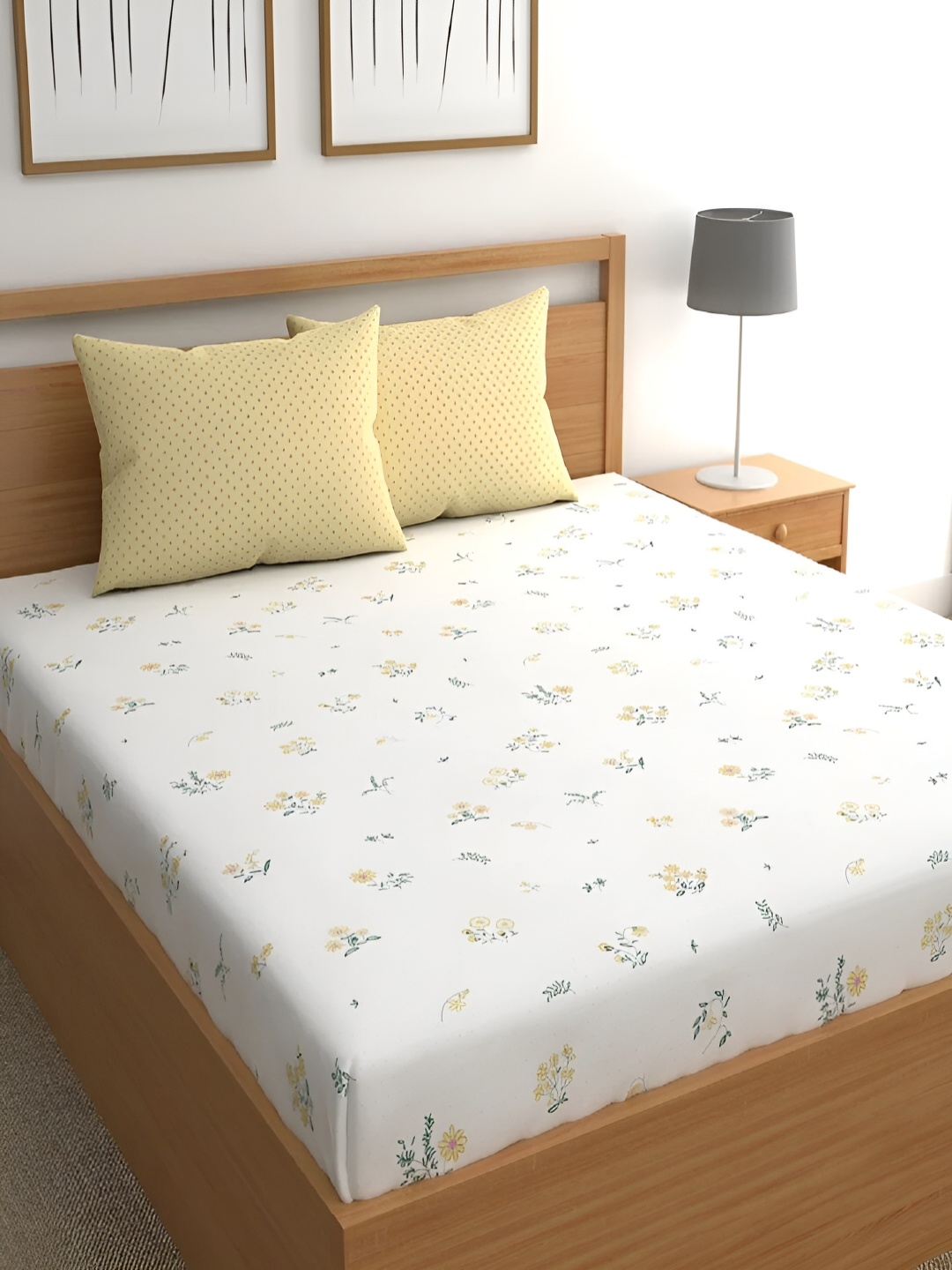 Srijee Decors Yellow & White Floral 210 TC Fitted King Bedsheet With 2 Pillow Covers
Srijee Decors Yellow & White Floral 210 TC Fitted King Bedsheet With 2 Pillow Covers