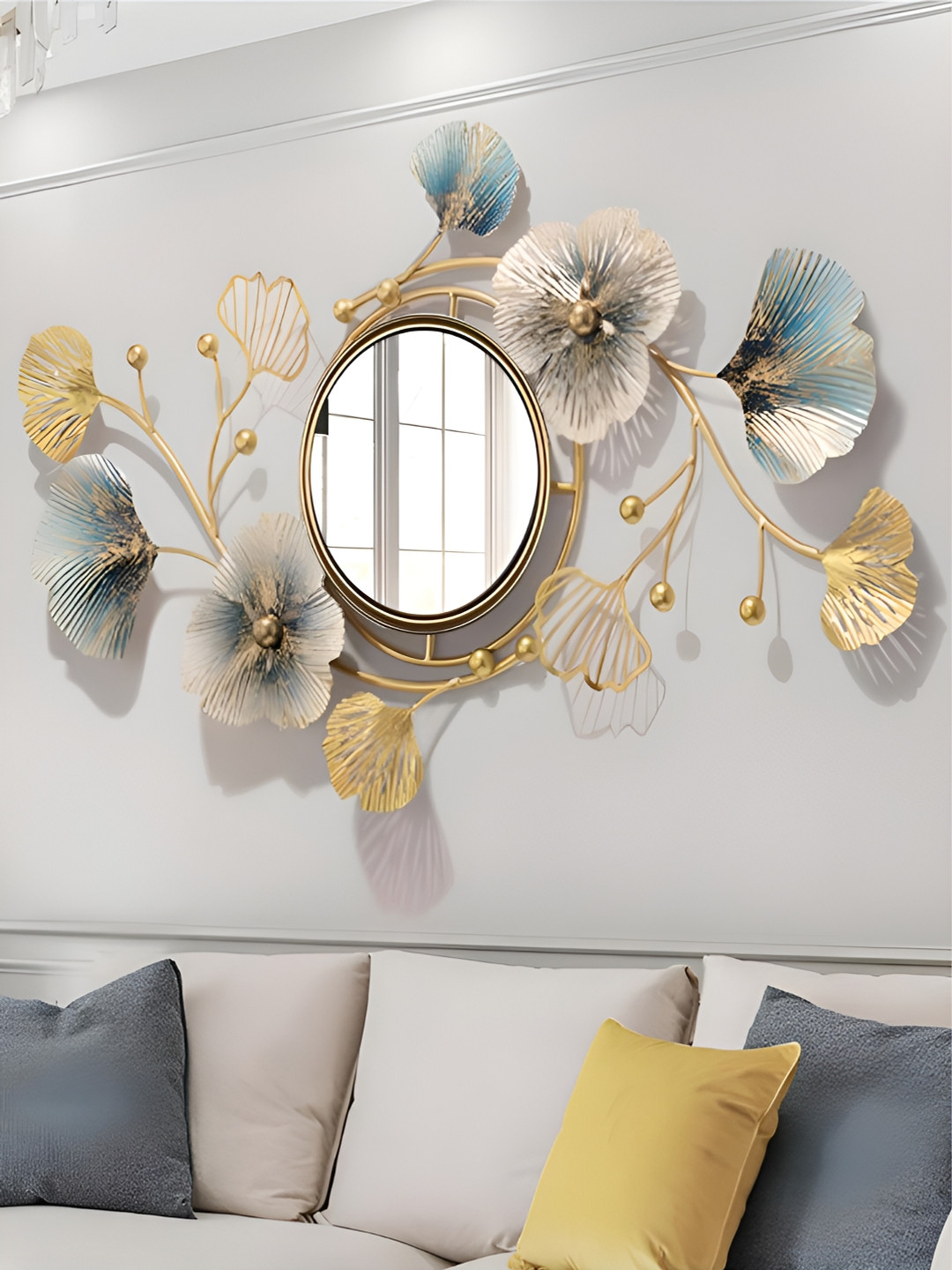 THE HANDMADE FLAIR Gold Toned & Blue Textured Irregular Wall Mirror
THE HANDMADE FLAIR Gold Toned & Blue Textured Irregular Wall Mirror