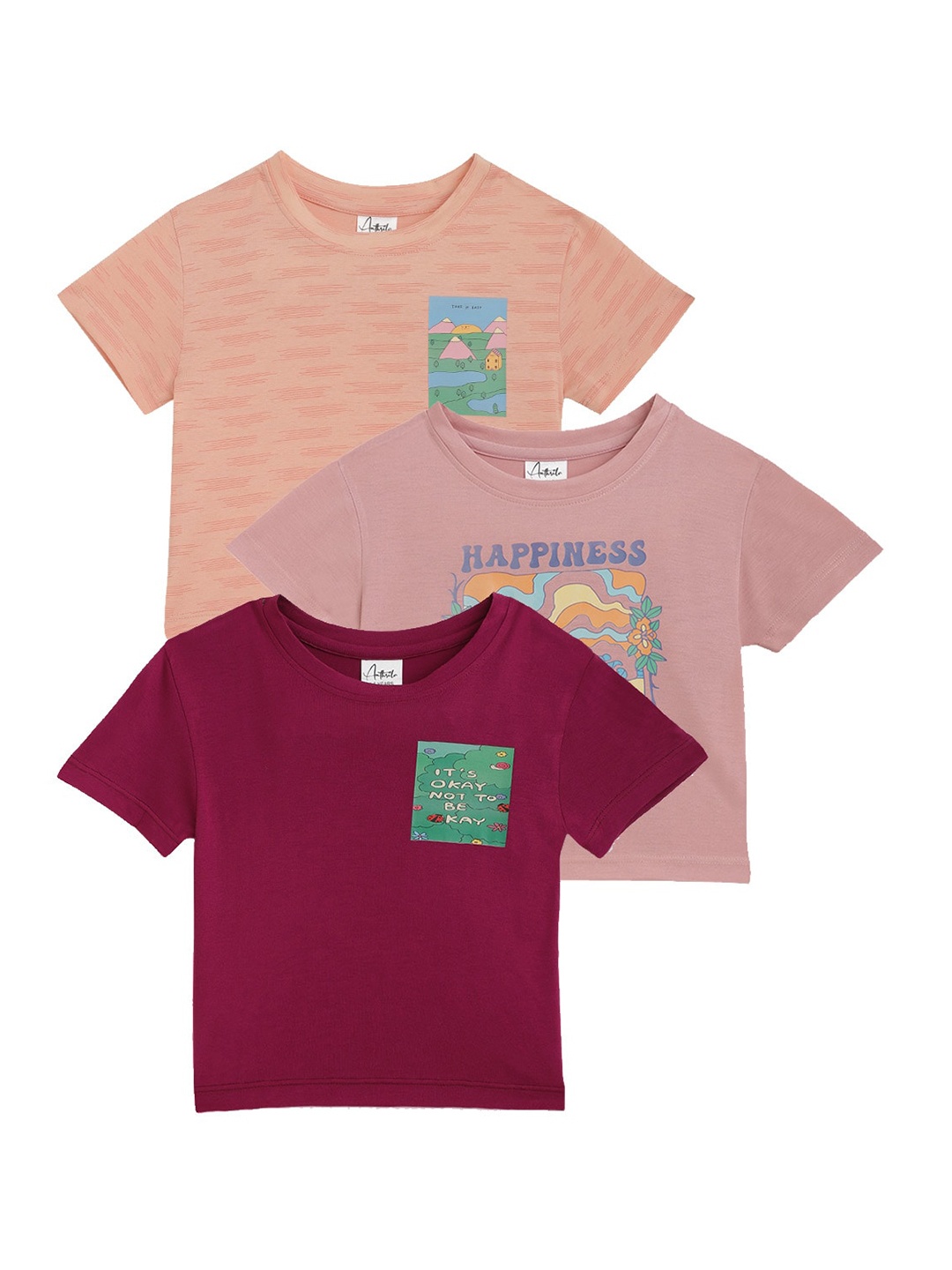 Anthrilo Girls Pack Of 3 SS24 Printed Round Neck Short Sleeves Cotton Regular T-shirt, Peach
Anthrilo Girls Pack Of 3 SS24 Printed Round Neck Short Sleeves Cotton Regular T-shirt, Peach