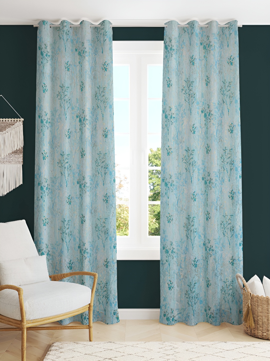 Kraftiq Homes Blue & Gold-Toned 2 Pieces Floral7 Room Darkening Eyelet Long Door Curtains
Kraftiq Homes Blue & Gold-Toned 2 Pieces Floral7 Room Darkening Eyelet Long Door Curtains