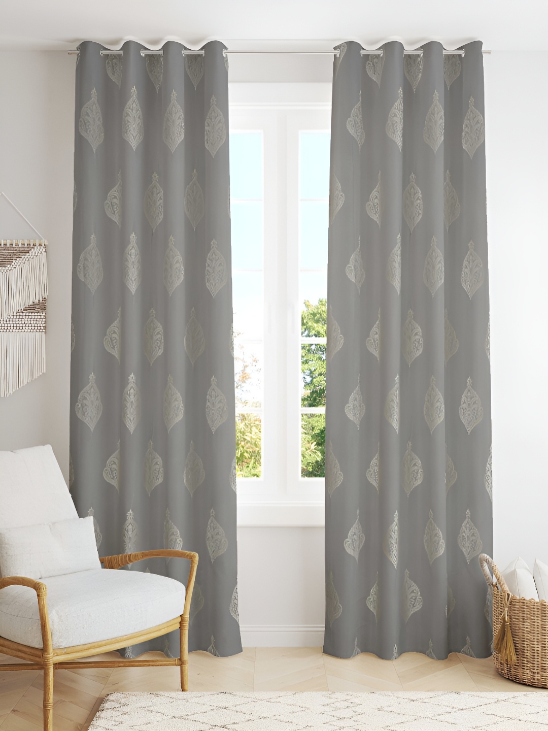 Kraftiq Homes Grey 2 Pieces Ethnic Motifs Embroidered Room Darkening Window Curtains
Kraftiq Homes Grey 2 Pieces Ethnic Motifs Embroidered Room Darkening Window Curtains