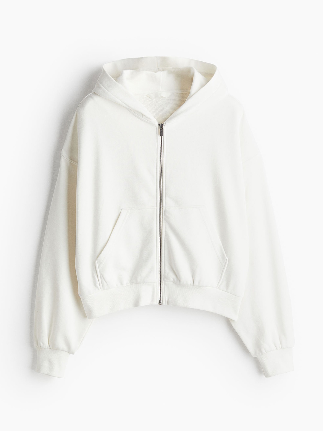 H&M Women Oversized Zip-Through Hoodie, White