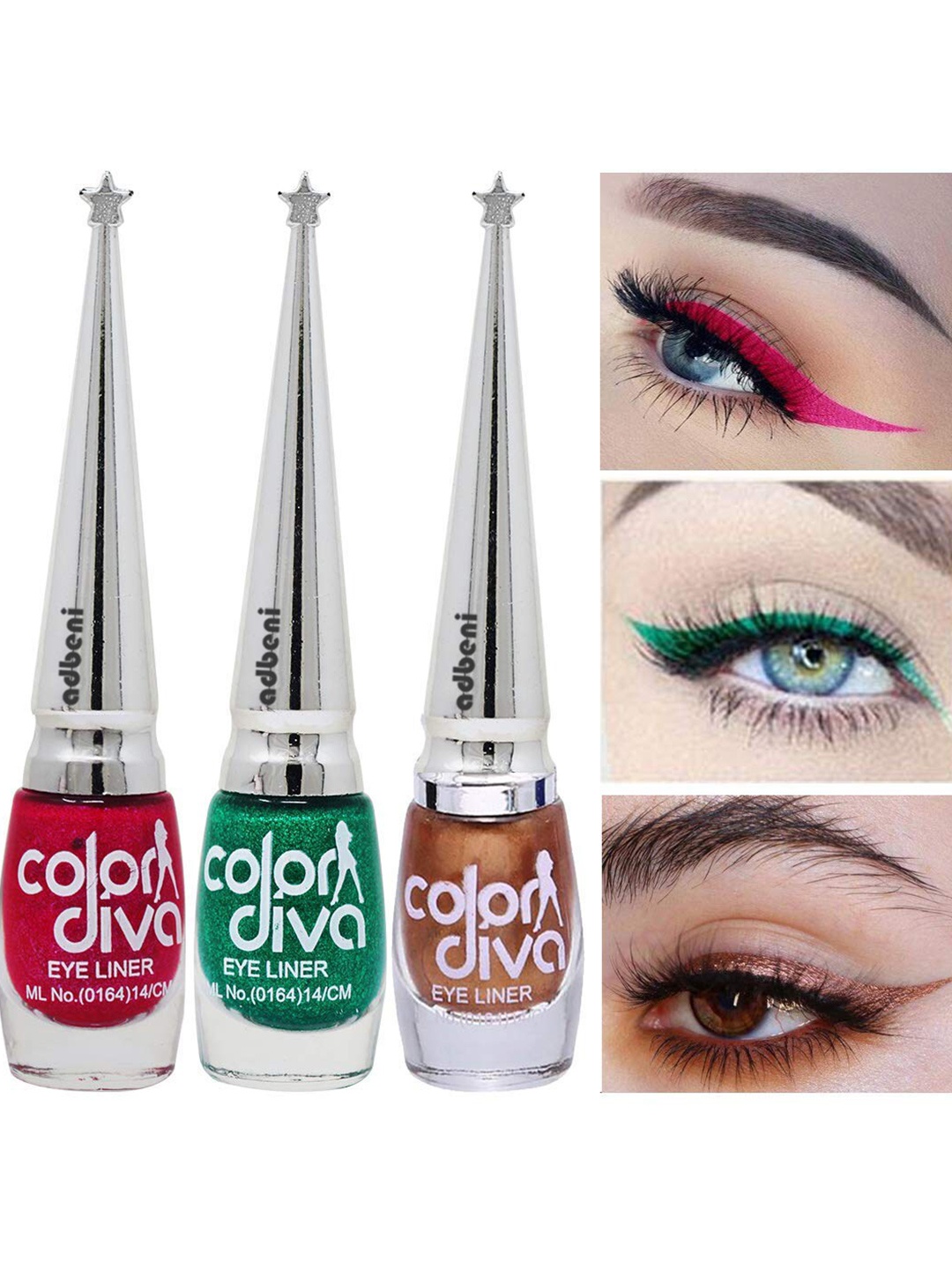 Adbeni Color Diva Set Of 3 Long Lasting Liquid Eyeliner - 6ml Each - Pink-Green-Copper
Adbeni Color Diva Set Of 3 Long Lasting Liquid Eyeliner - 6ml Each - Pink-Green-Copper